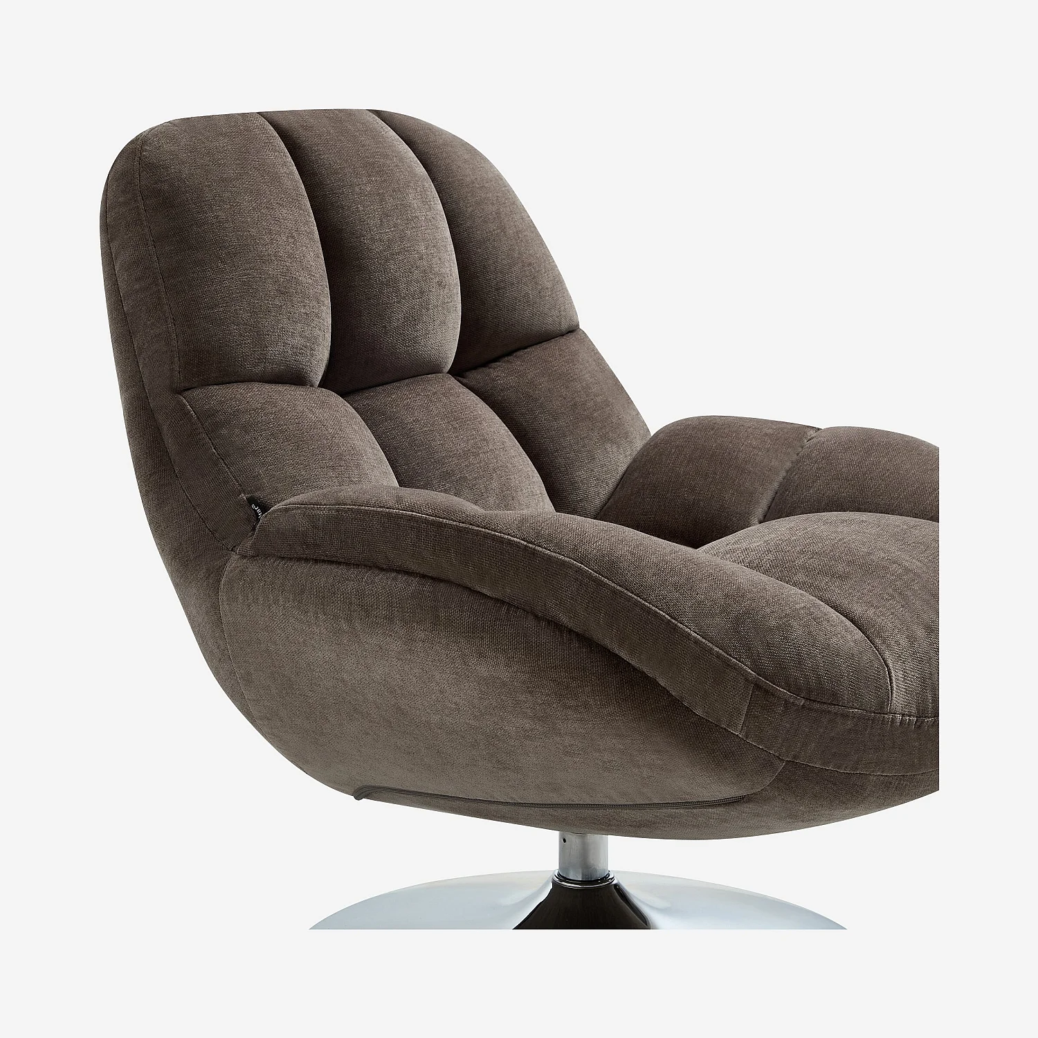 Sillón giratorio en tejido y metal cromado - Topo - 3