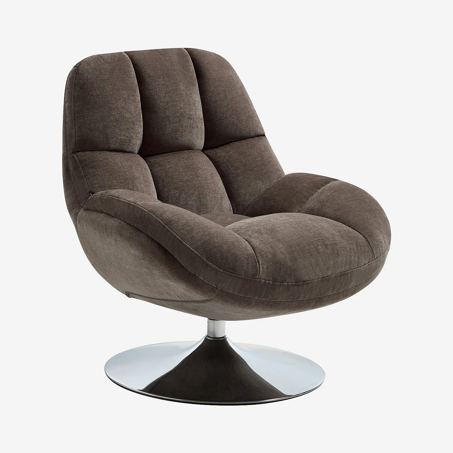 Sillón giratorio en tejido y metal cromado - Topo - 4