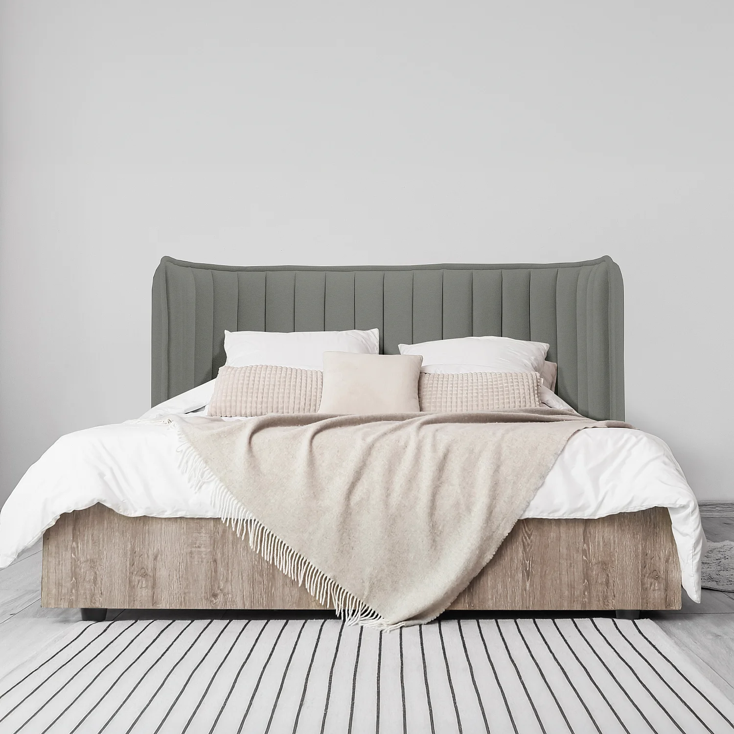 Tête de lit en tissu 244 x 102 cm - Gris galet - 1