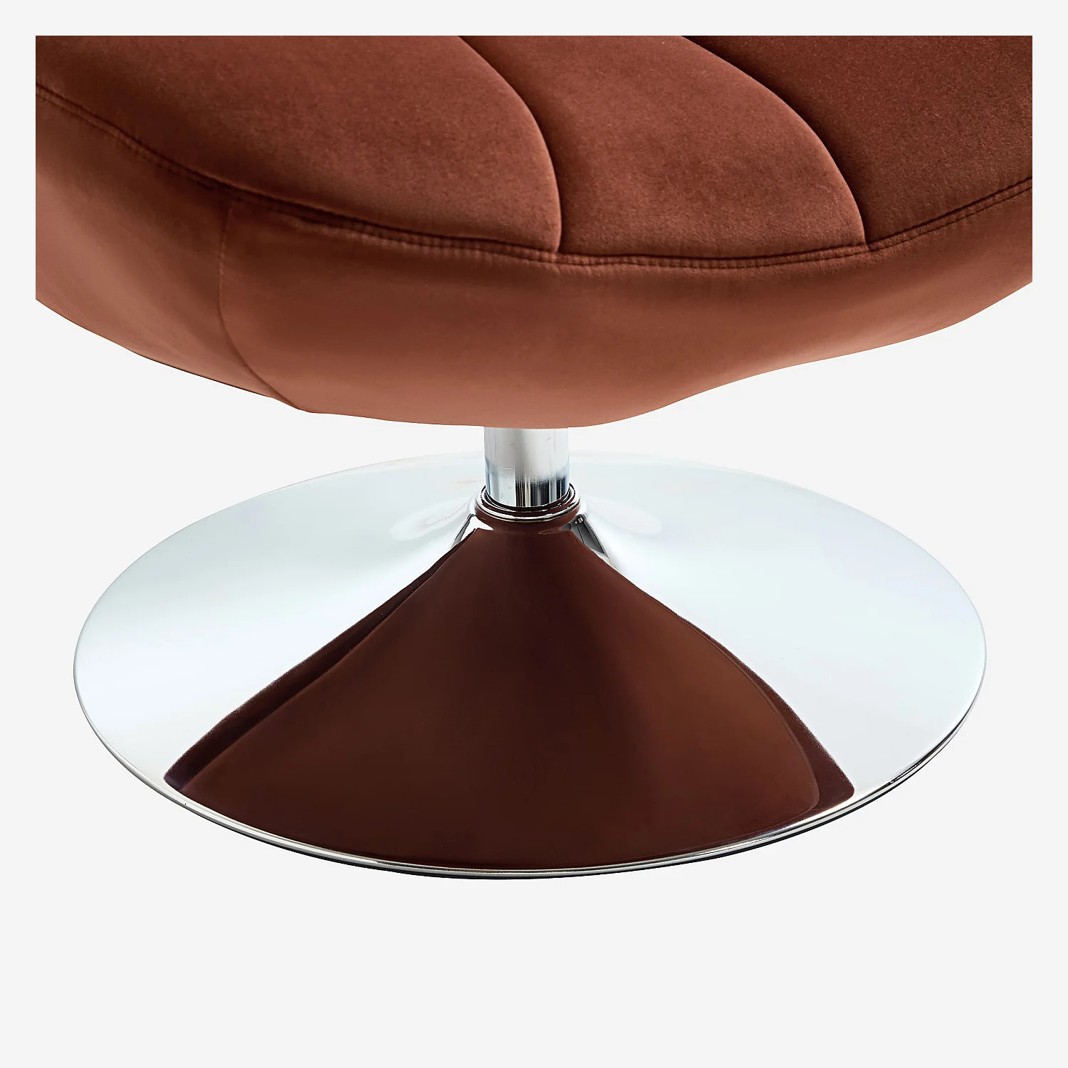 Sillón giratorio acolchado en tela y metal cromado - Terracota - 4