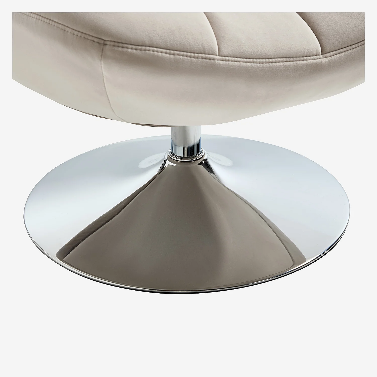 Poltrona girevole imbottita in tessuto e metallo cromato - Crema - 6