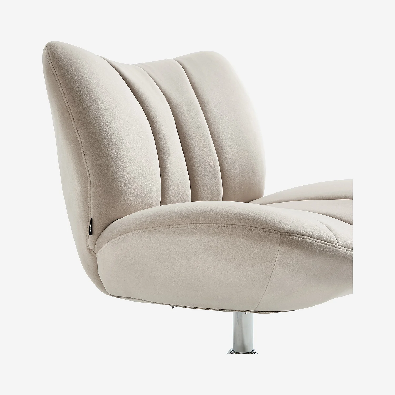Poltrona girevole imbottita in tessuto e metallo cromato - Crema - 3