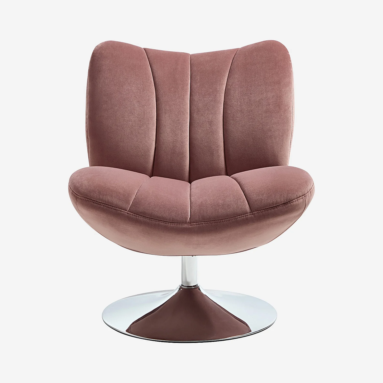 Sillón giratorio acolchado en tela y metal cromado - Rosa viejo - 2