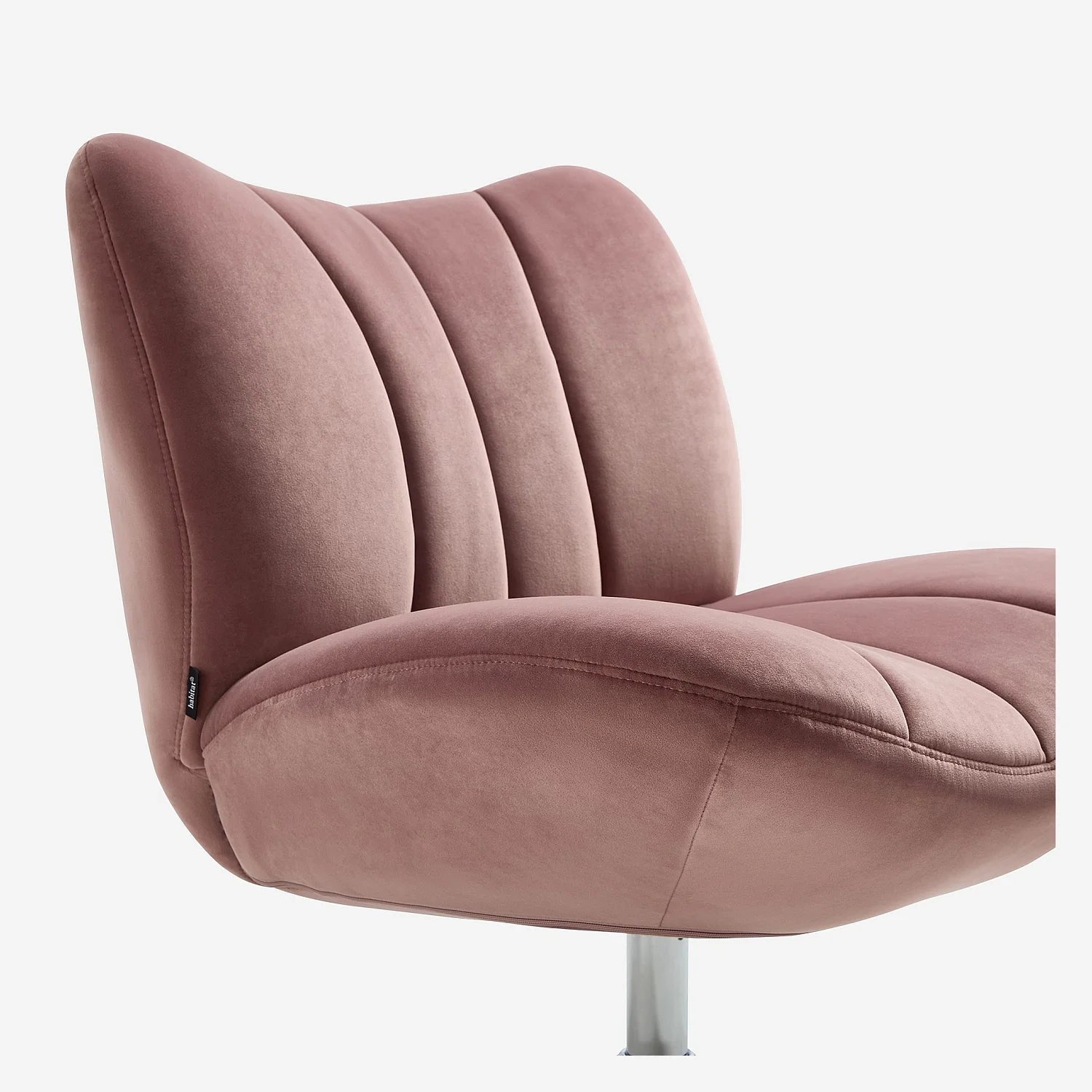 Sillón giratorio acolchado en tela y metal cromado - Rosa viejo - 3