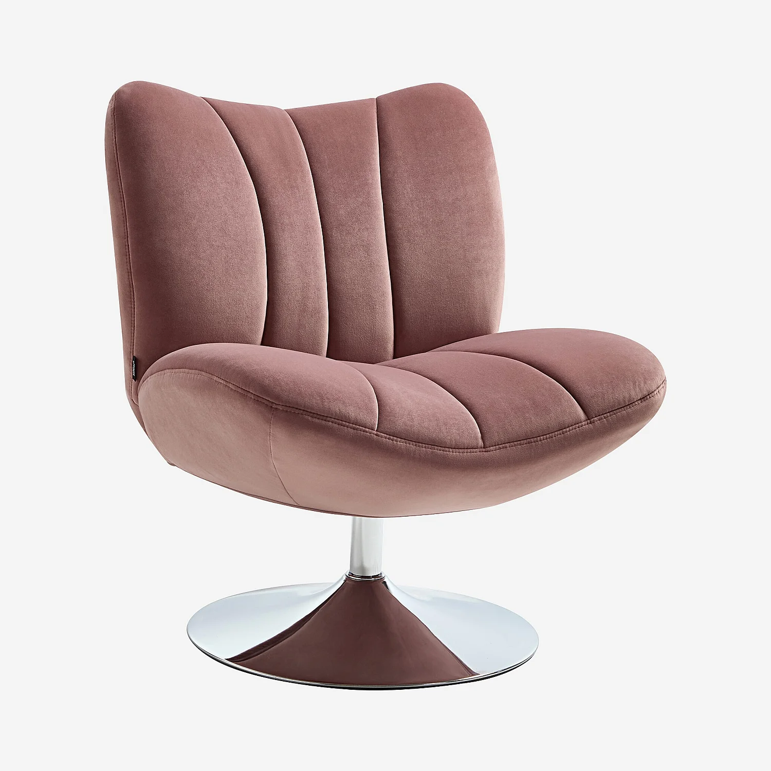 Sillón giratorio acolchado en tela y metal cromado - Rosa viejo - 4