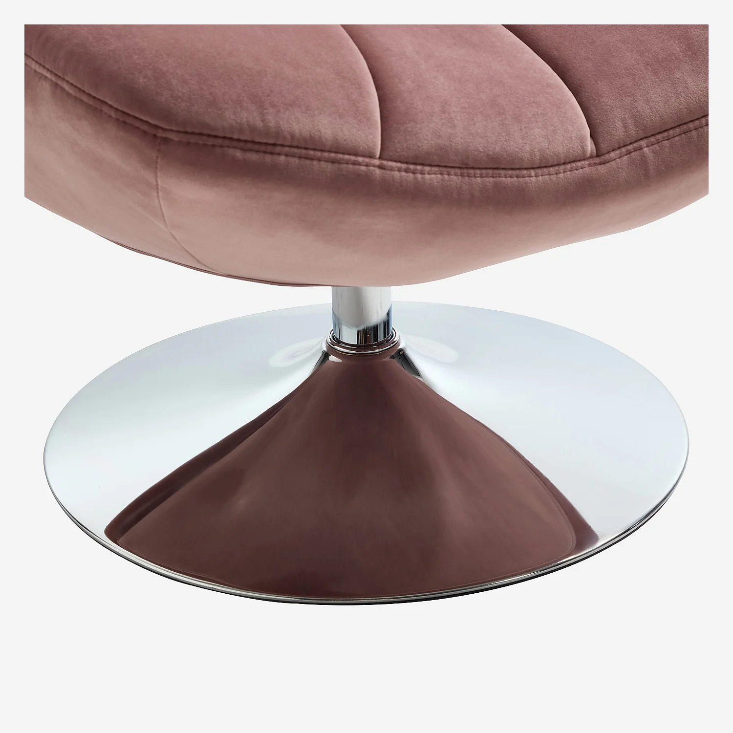 Sillón giratorio acolchado en tela y metal cromado - Rosa viejo - 6