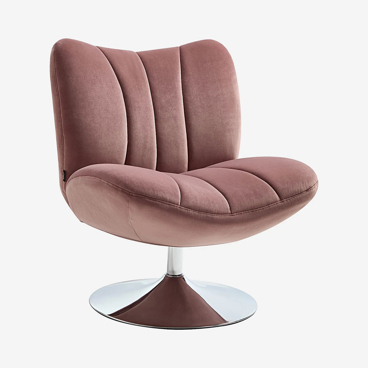 Poltrona girevole imbottita in tessuto e metallo cromato - Rosa antico - 4