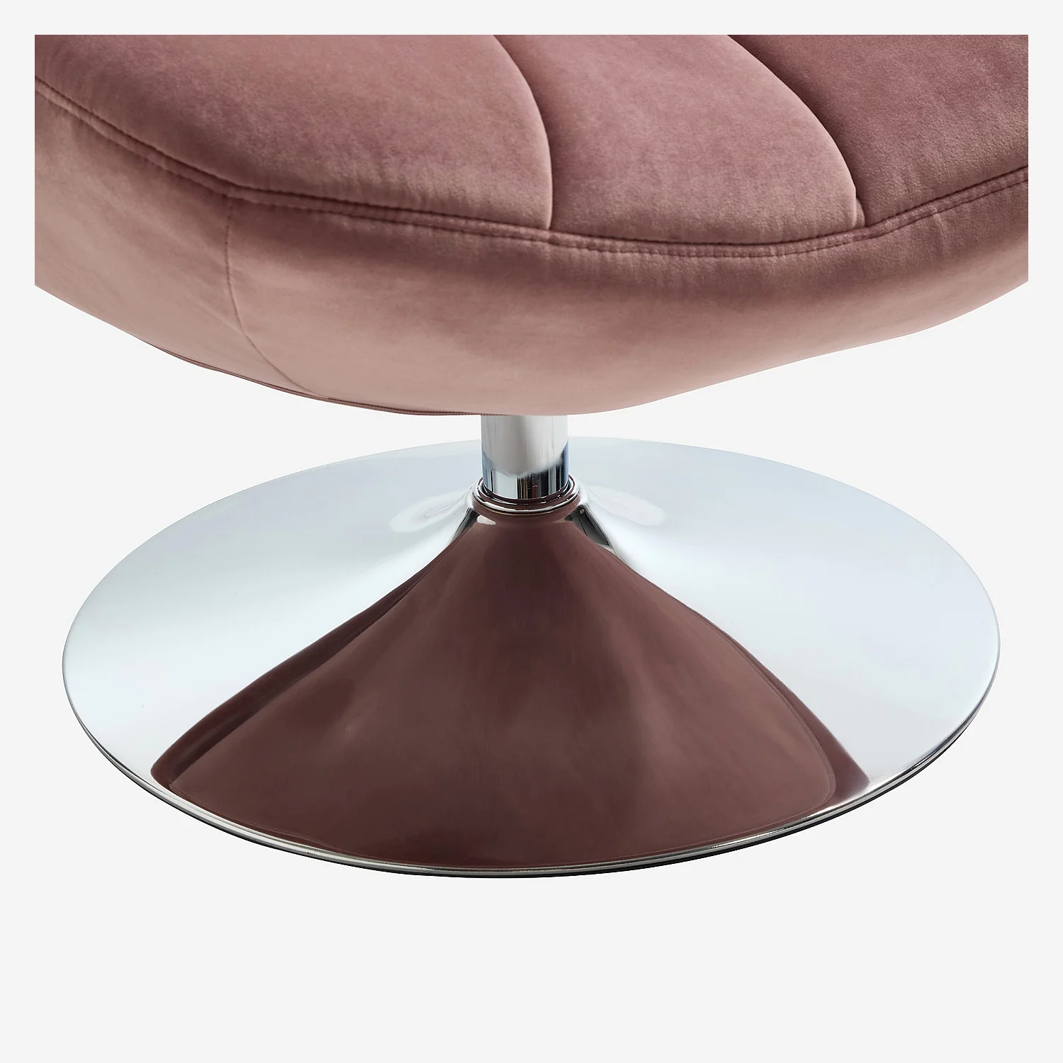 Poltrona girevole imbottita in tessuto e metallo cromato - Rosa antico - 6