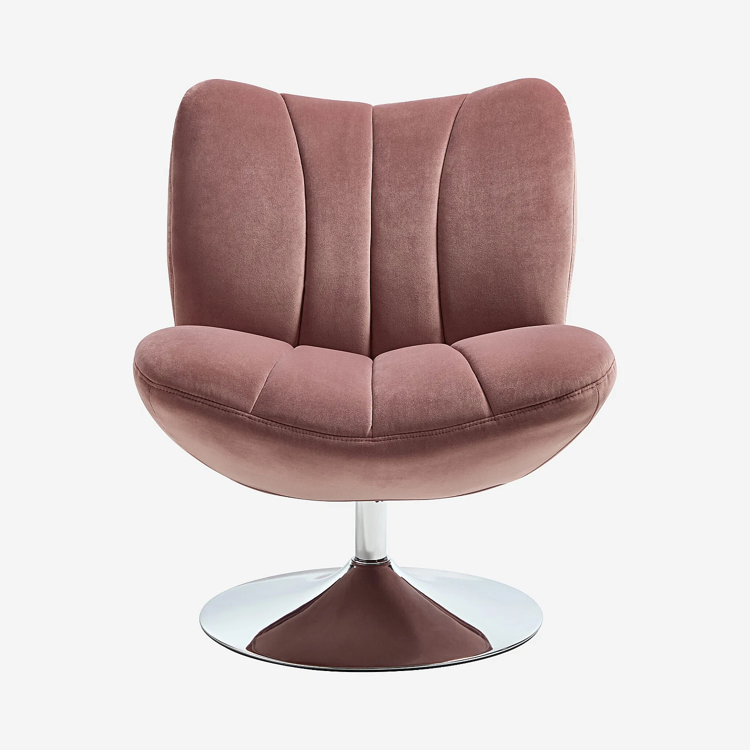 Poltrona girevole imbottita in tessuto e metallo cromato - Rosa antico - 2