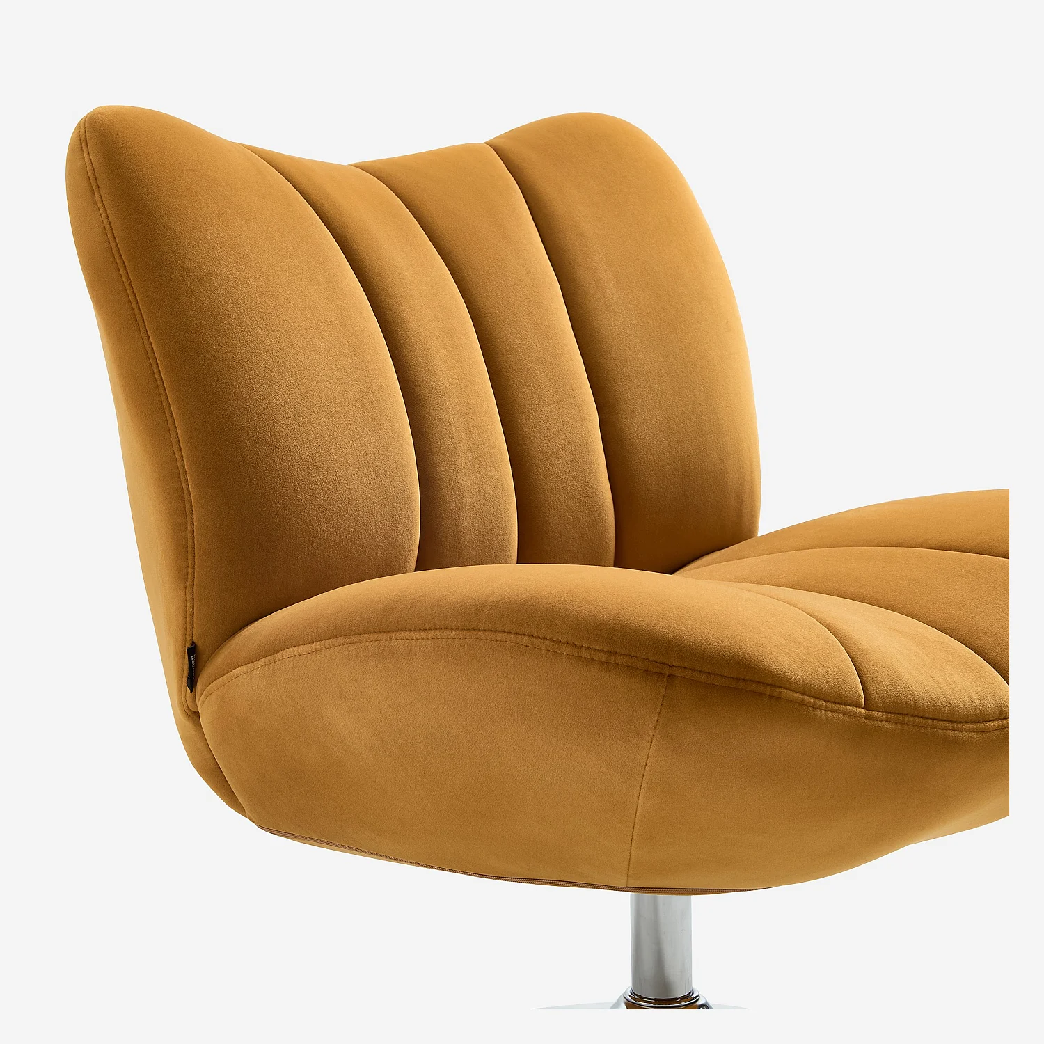 Sillón giratorio acolchado en tela y metal cromado - Miel - 3