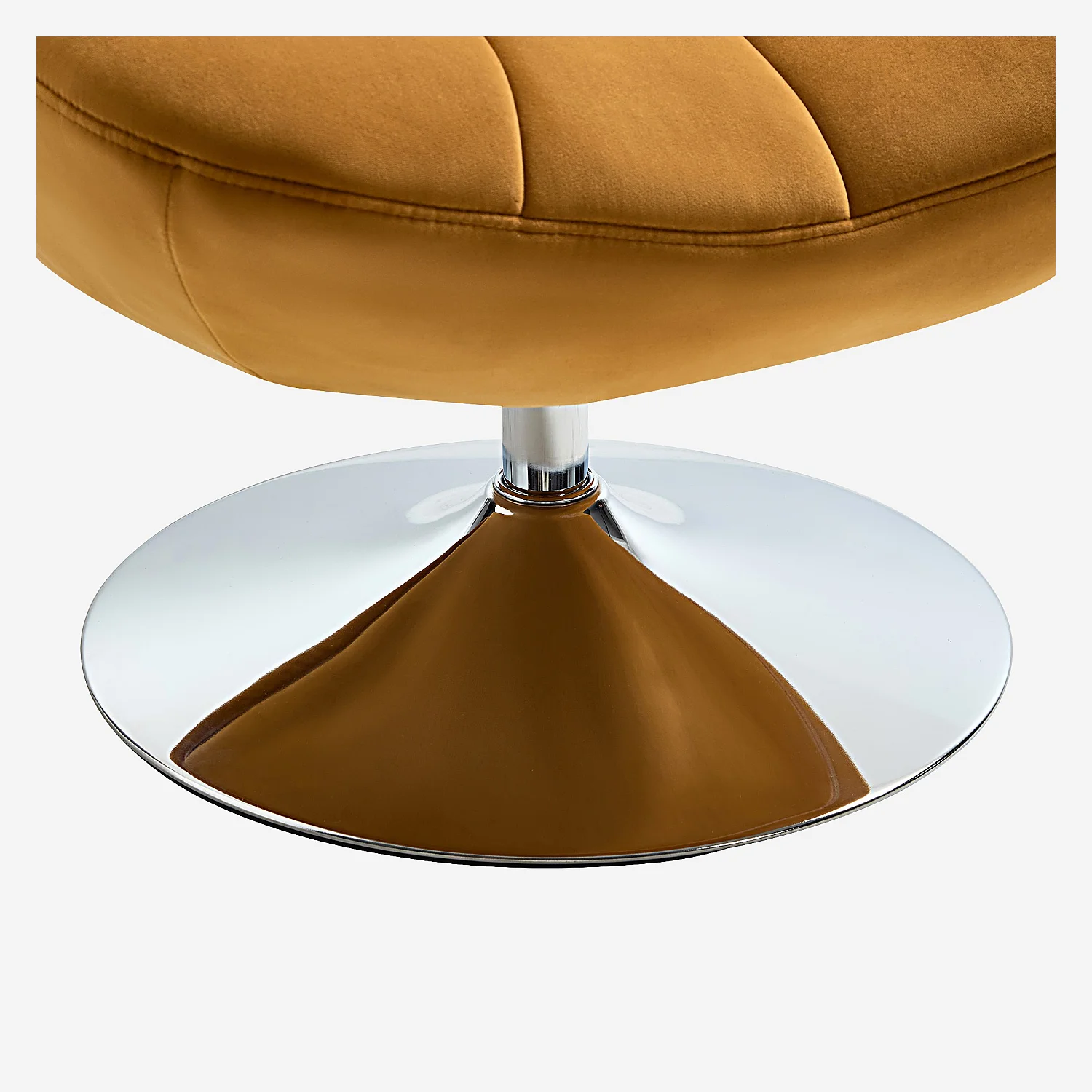 Sillón giratorio acolchado en tela y metal cromado - Miel - 6