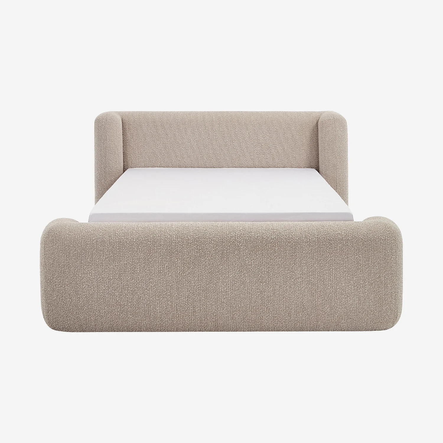 Lit 180 x 200 cm en tissu bouclette - Grège - 3