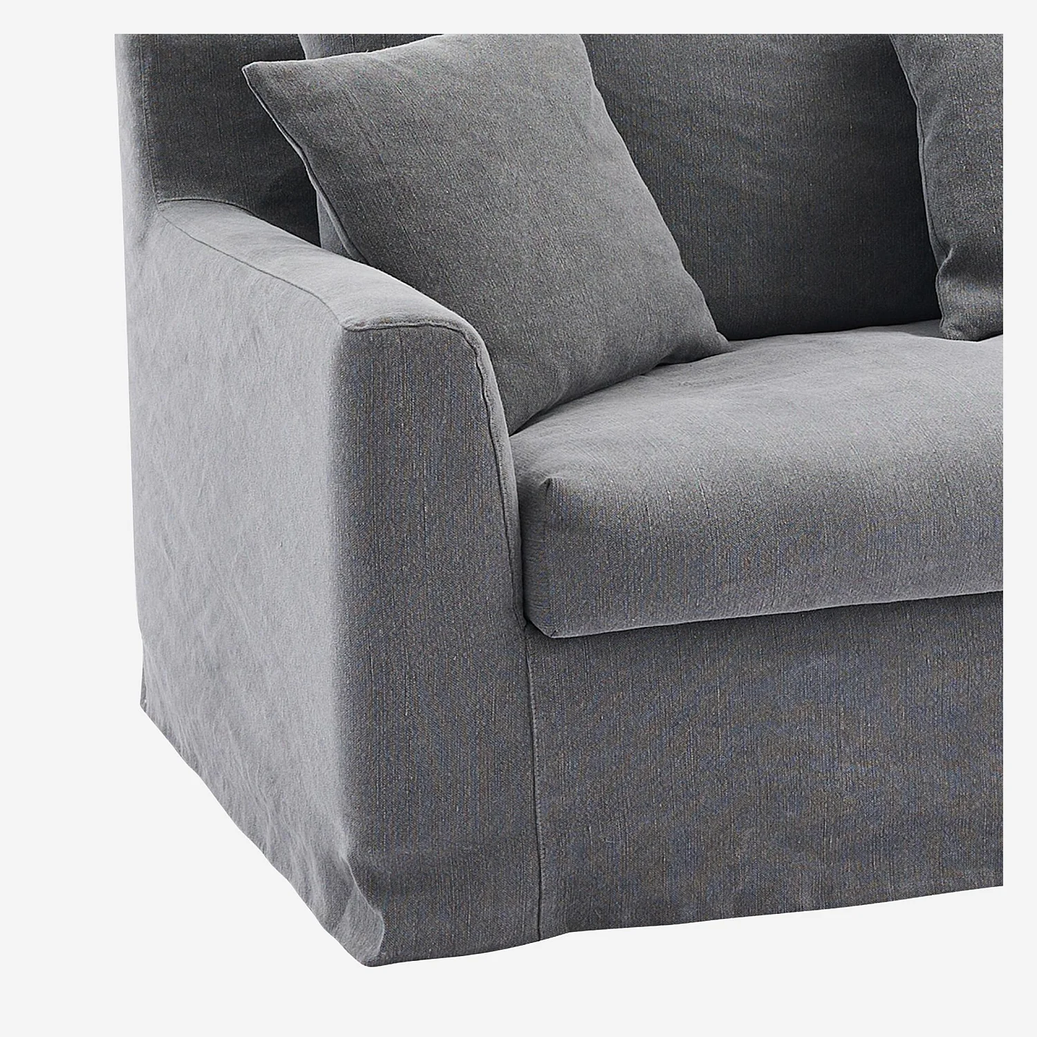 Ensemble de canapés et fauteuil déhoussables en coton et lin garnis de plumes - Gris ardoise - 2