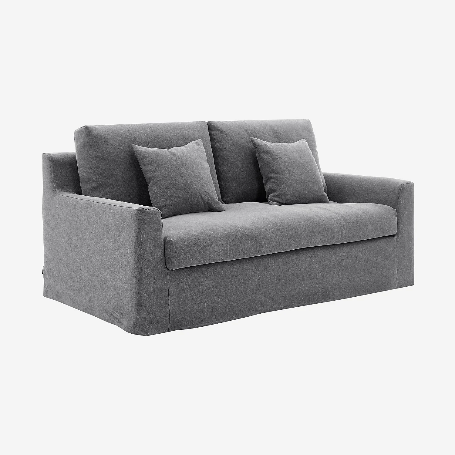 Ensemble de canapés et fauteuil déhoussables en coton et lin garnis de plumes - Gris ardoise - 9