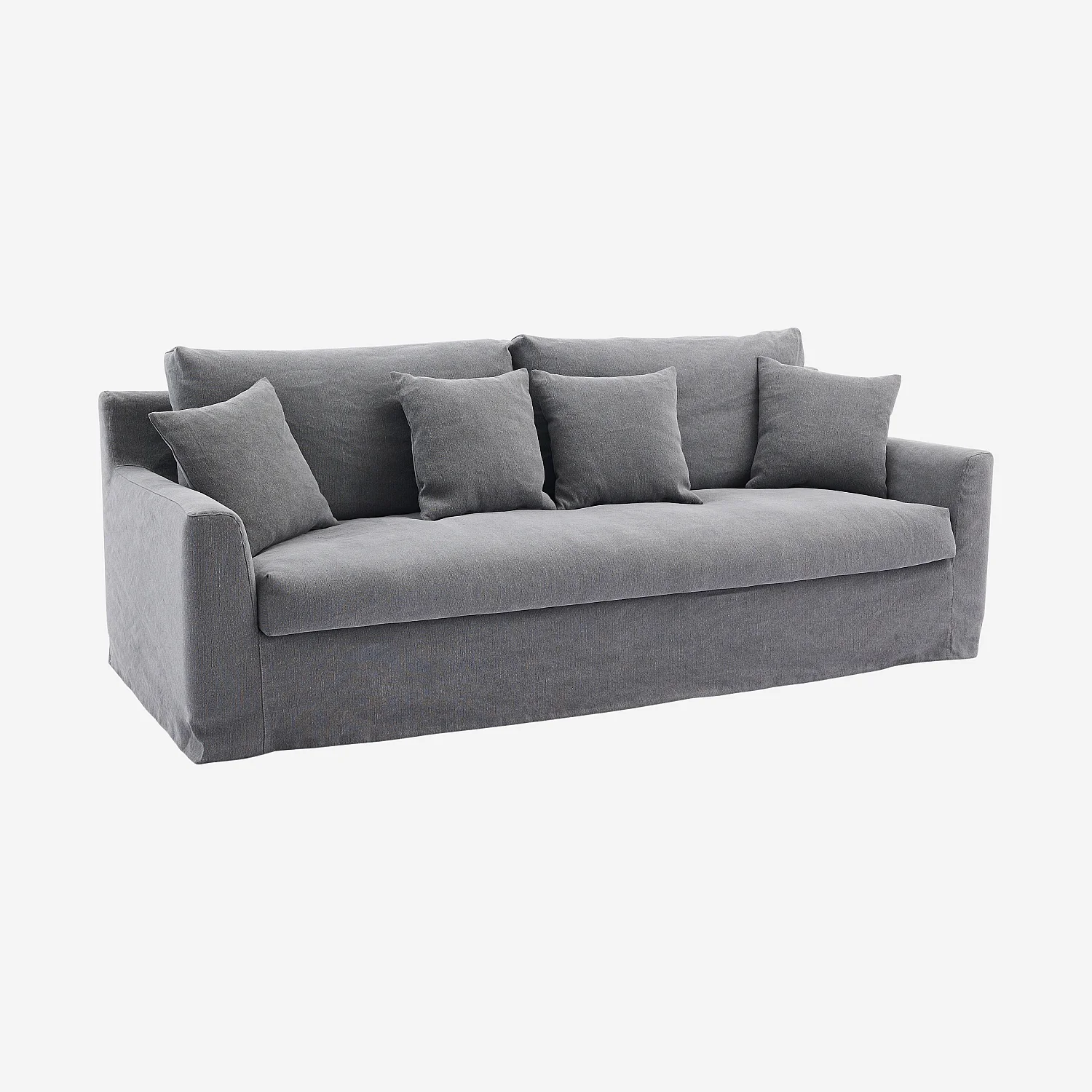 Ensemble de canapés et fauteuil déhoussables en coton et lin garnis de plumes - Gris ardoise - 8