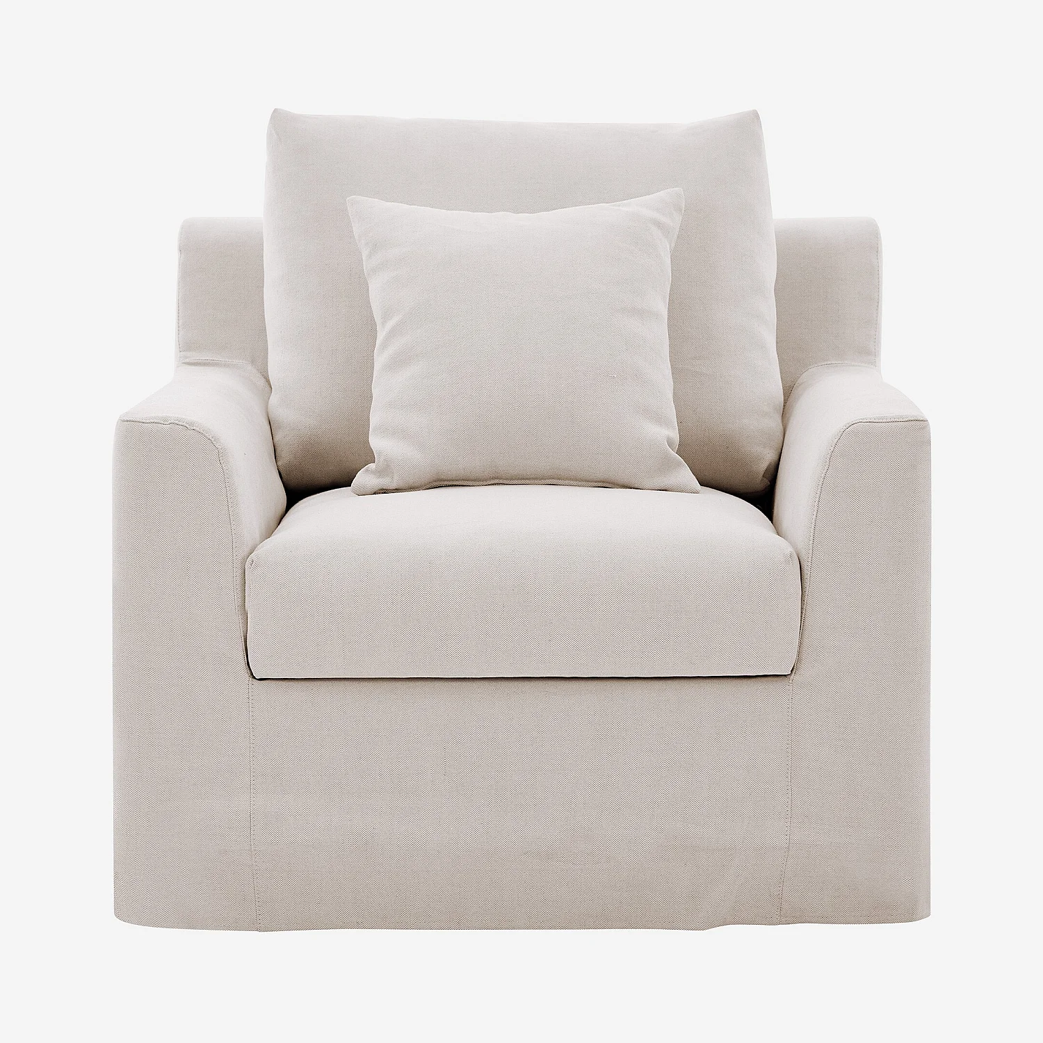 Ensemble canapé 3 places et fauteuil déhoussables en coton et lin garnis de plumes - Sable blanc - 5