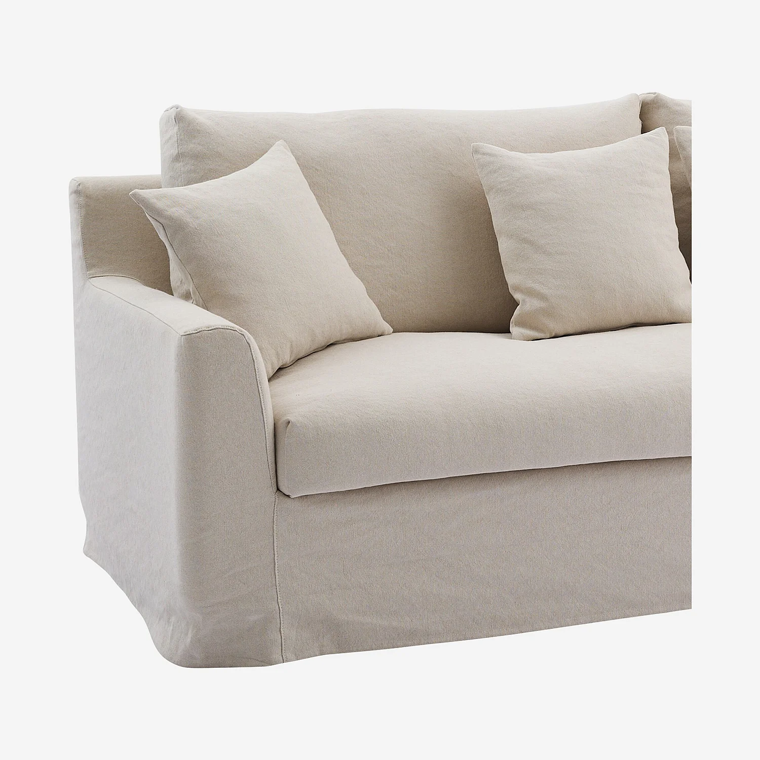 Ensemble canapé 3 places et fauteuil déhoussables en coton et lin garnis de plumes - Sable blanc - 2