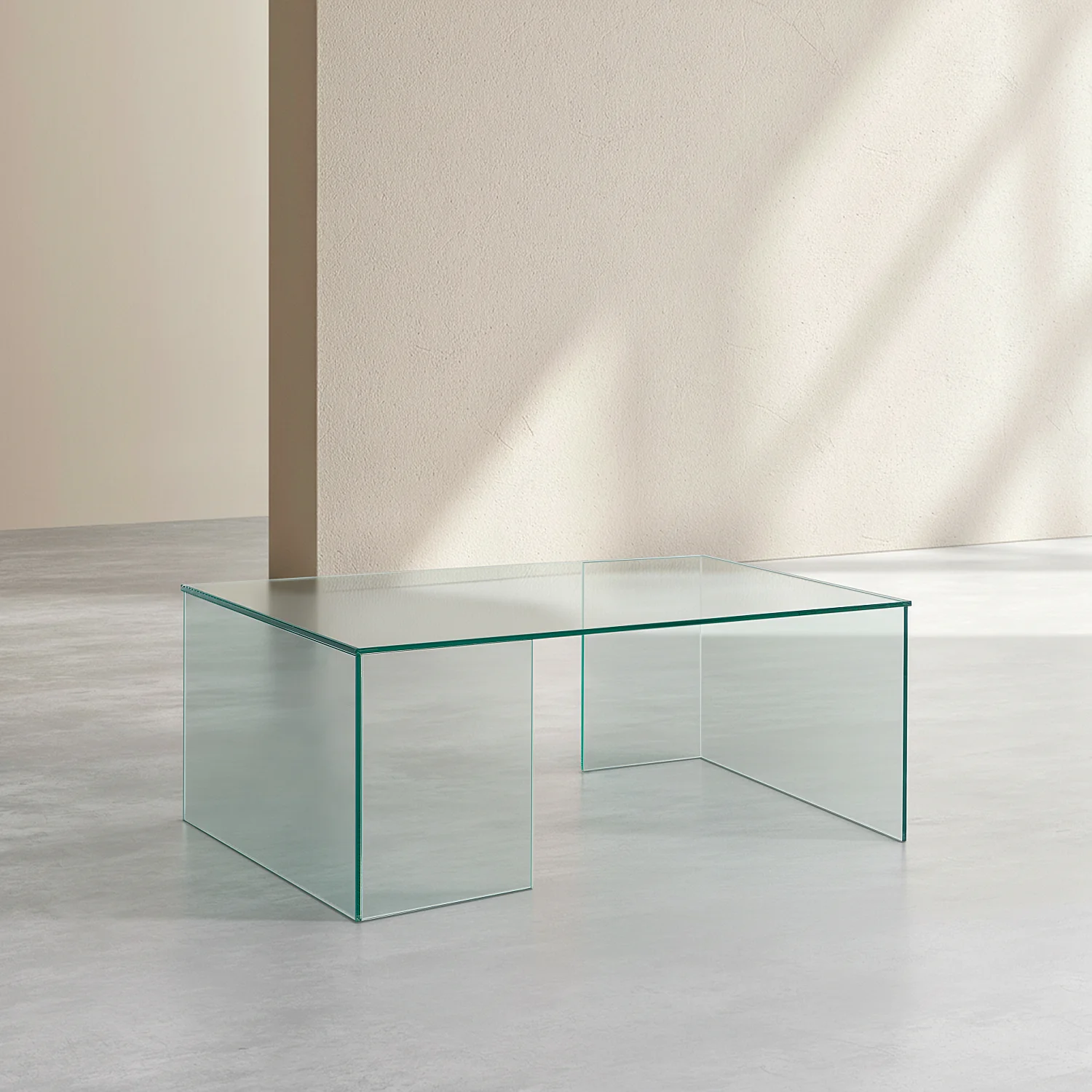 Rechteckiger Couchtisch aus gehärtetem Glas - Transparent - Design by Céline Mognon Fichet - 3