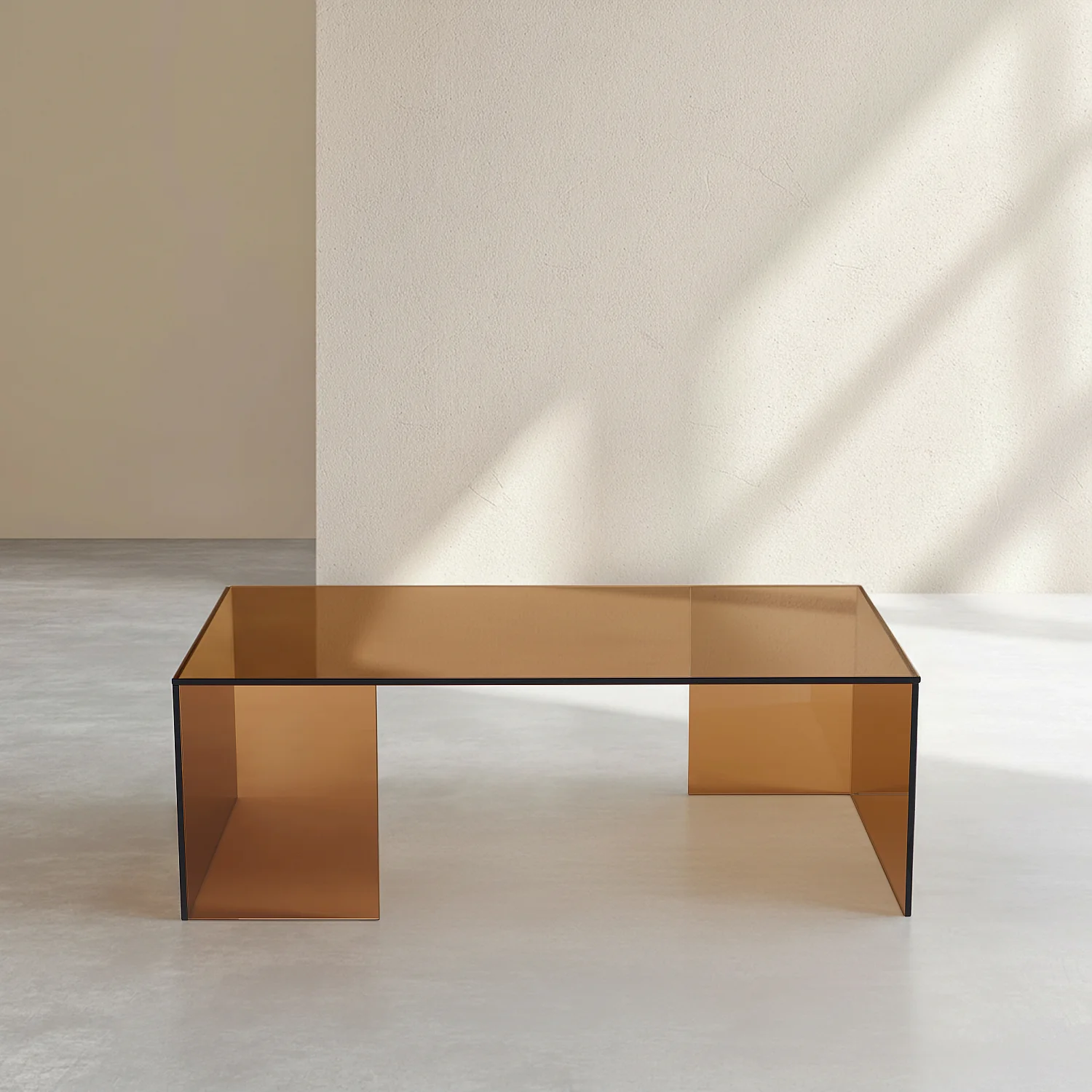 Rechthoekige salontafel van gehard glas - Amberbruin - Design by Céline Mognon Fichet - 1