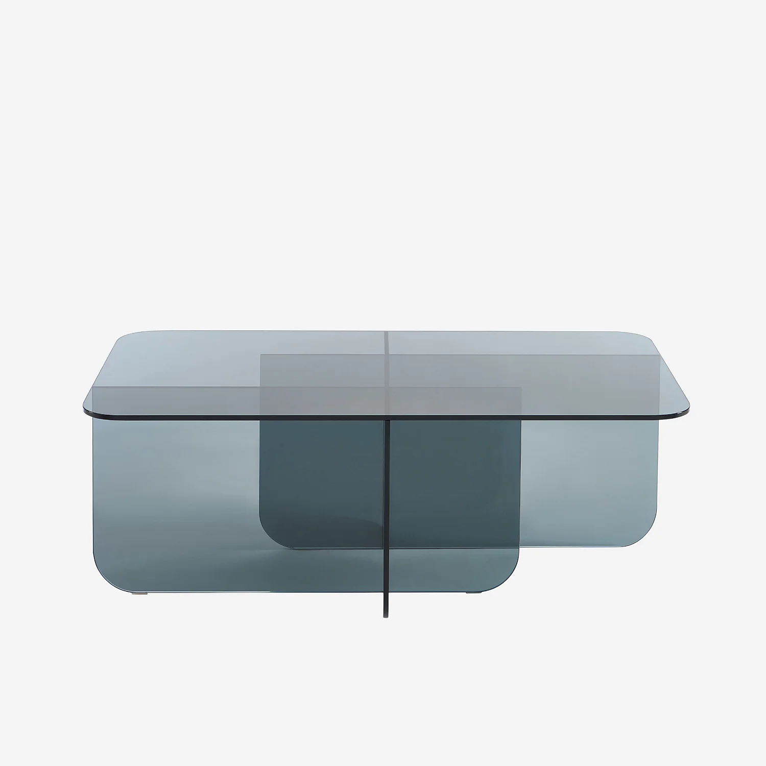 Table basse rectangulaire en verre trempé - Gris fumé - Design by Céline Mognon Fichet - 1