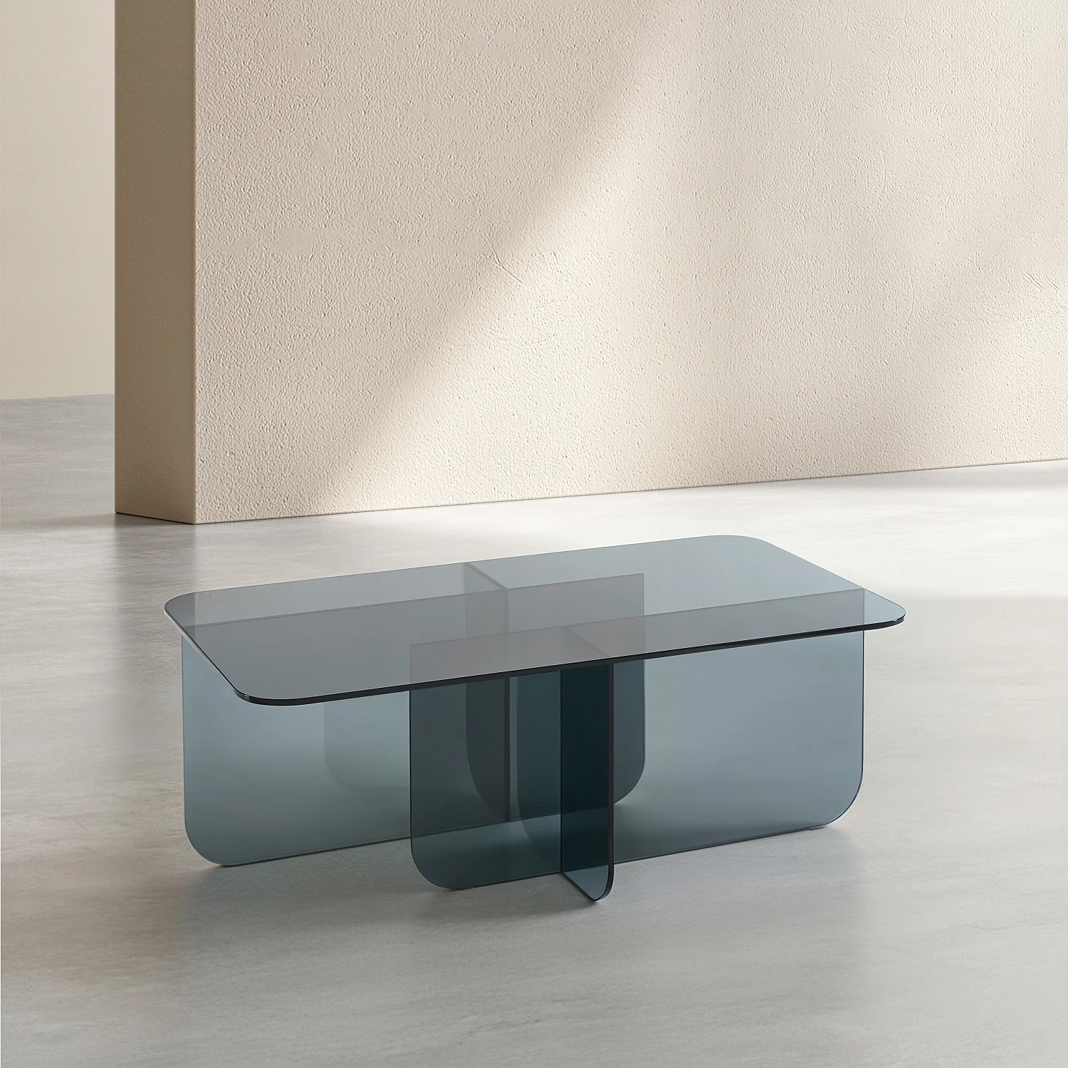 Rechteckiger Couchtisch aus gehärtetem Glas - Rauchgrau - Design by Céline Mognon Fichet - 3