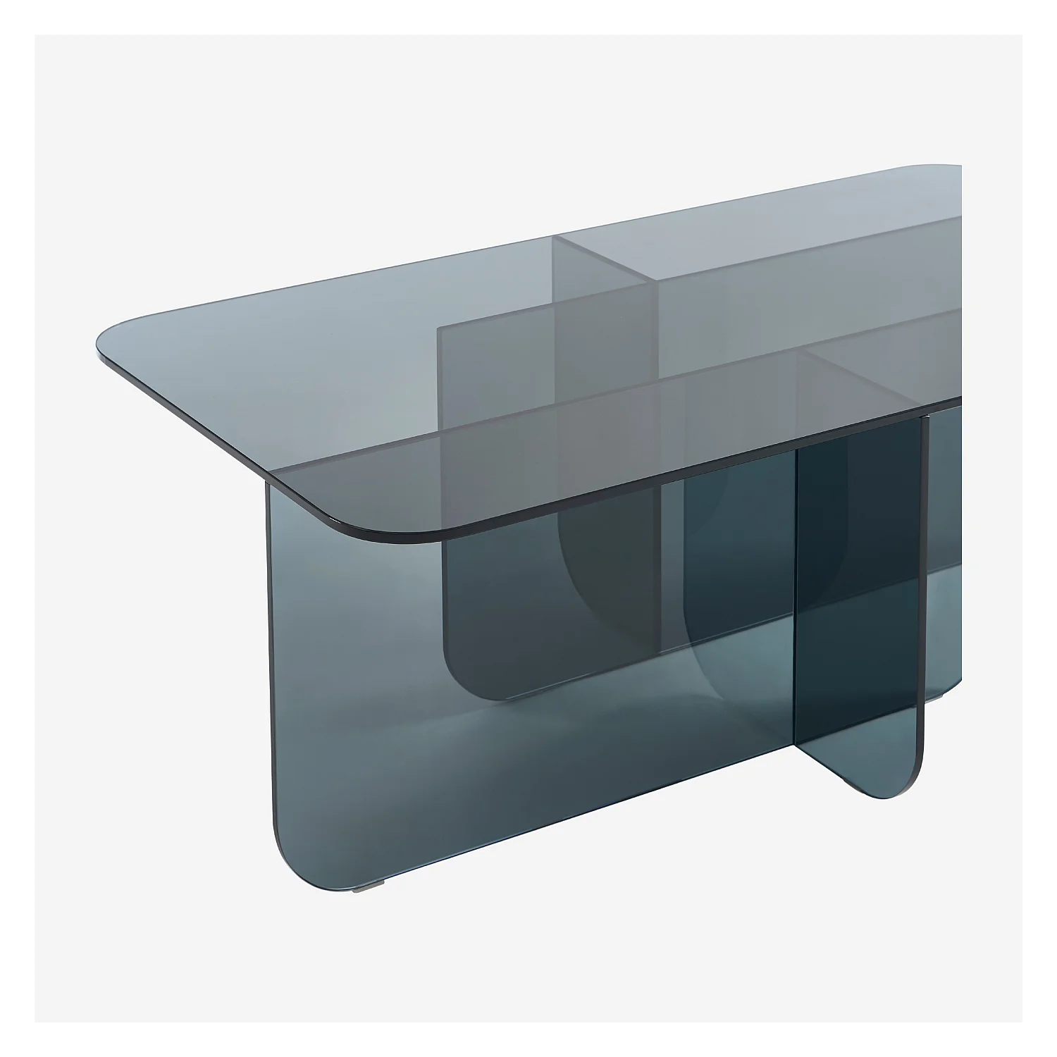 Tavolino rettangolare in vetro temperato - Grigio fumé - Design by Céline Mognon Fichet - 2