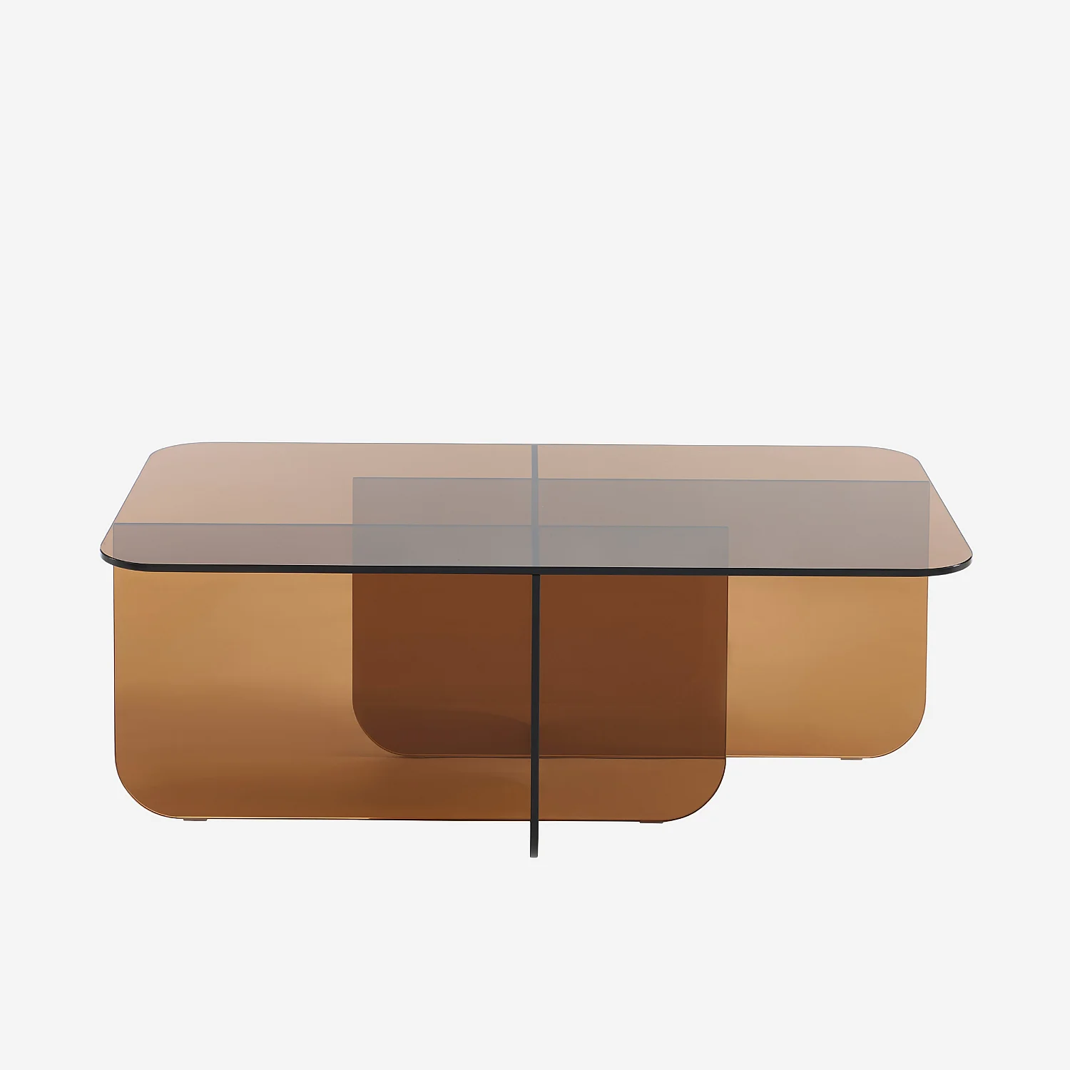 Table basse rectangulaire en verre trempé - Marron ambré - Design by Céline Mognon Fichet - 1