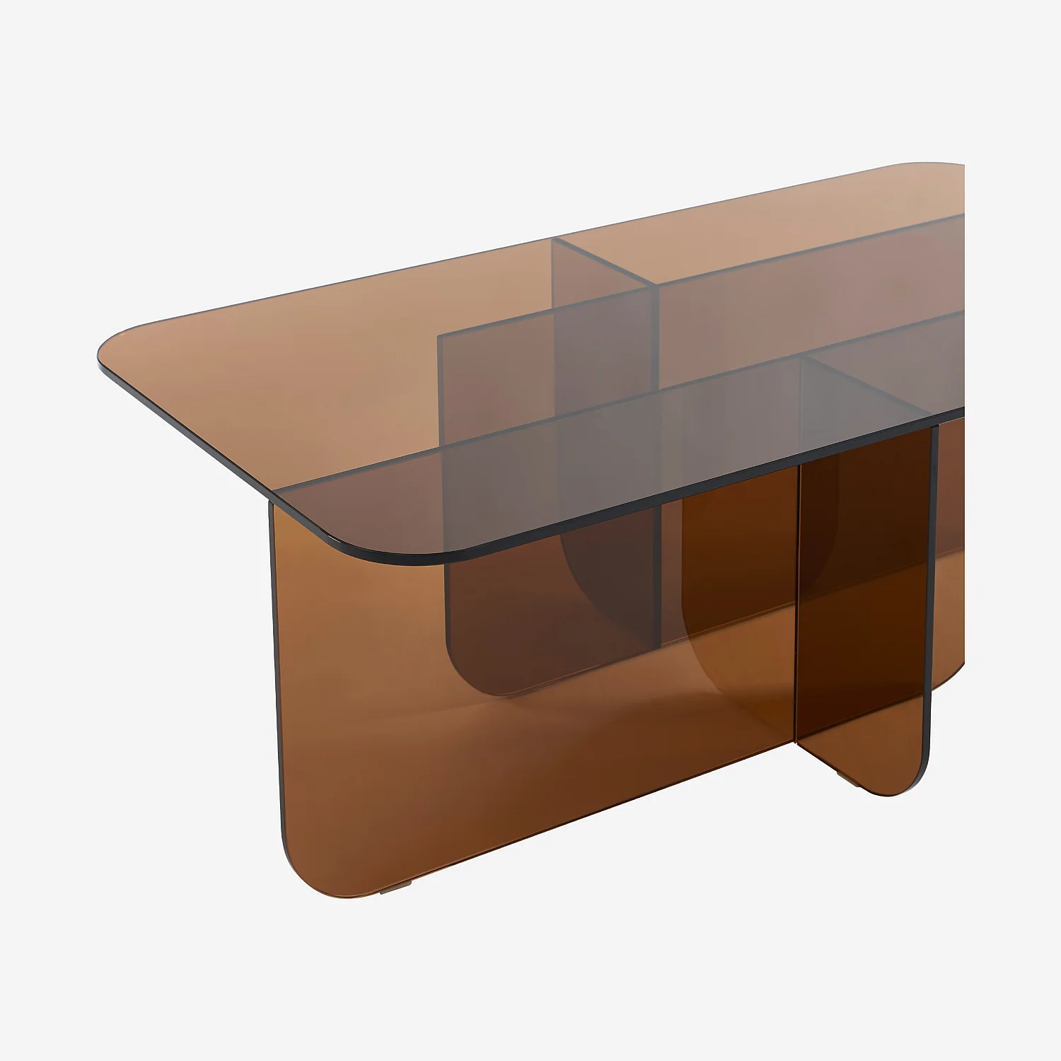 Table basse rectangulaire en verre trempé - Marron ambré - Design by Céline Mognon Fichet - 2