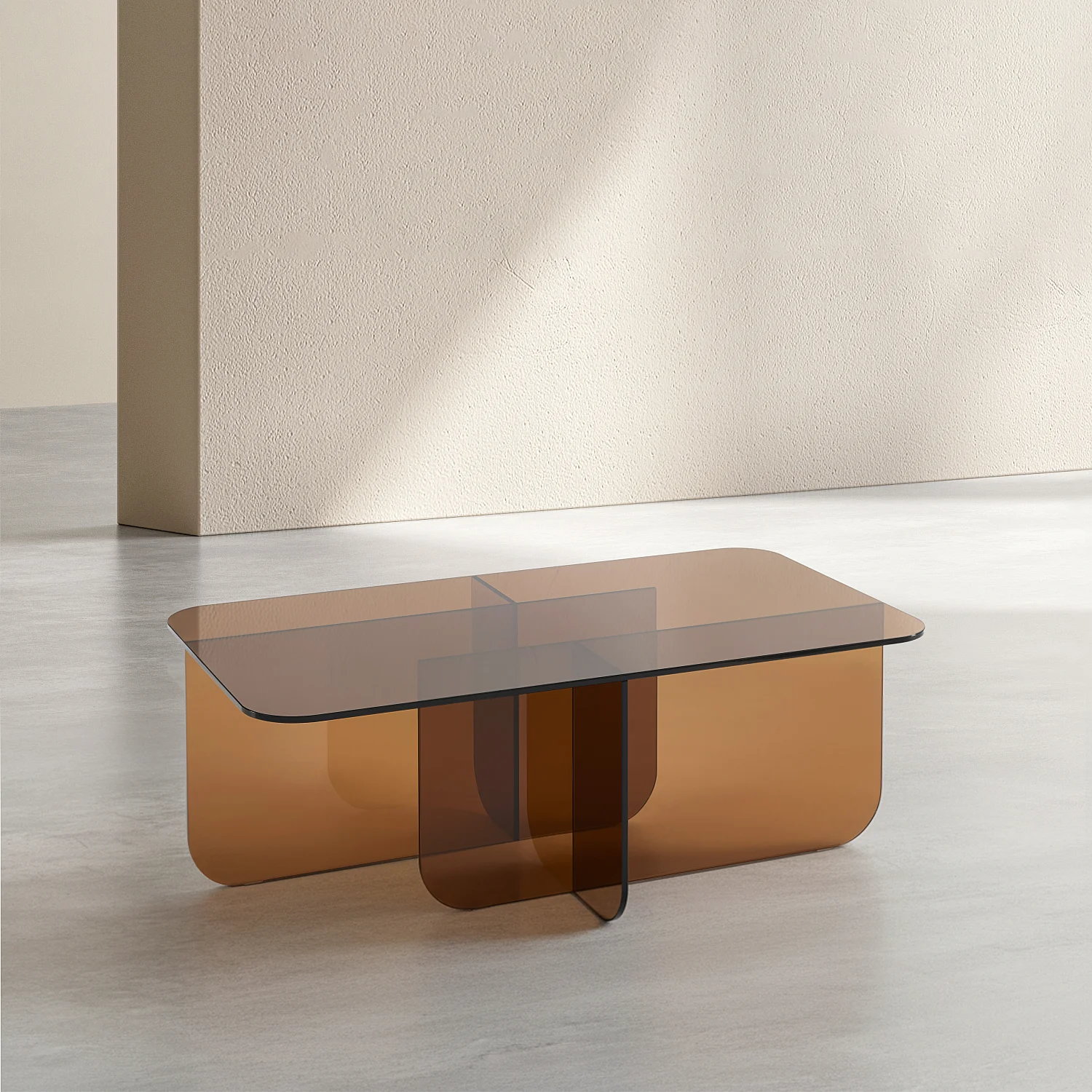 Table basse rectangulaire en verre trempé - Marron ambré - Design by Céline Mognon Fichet - 3