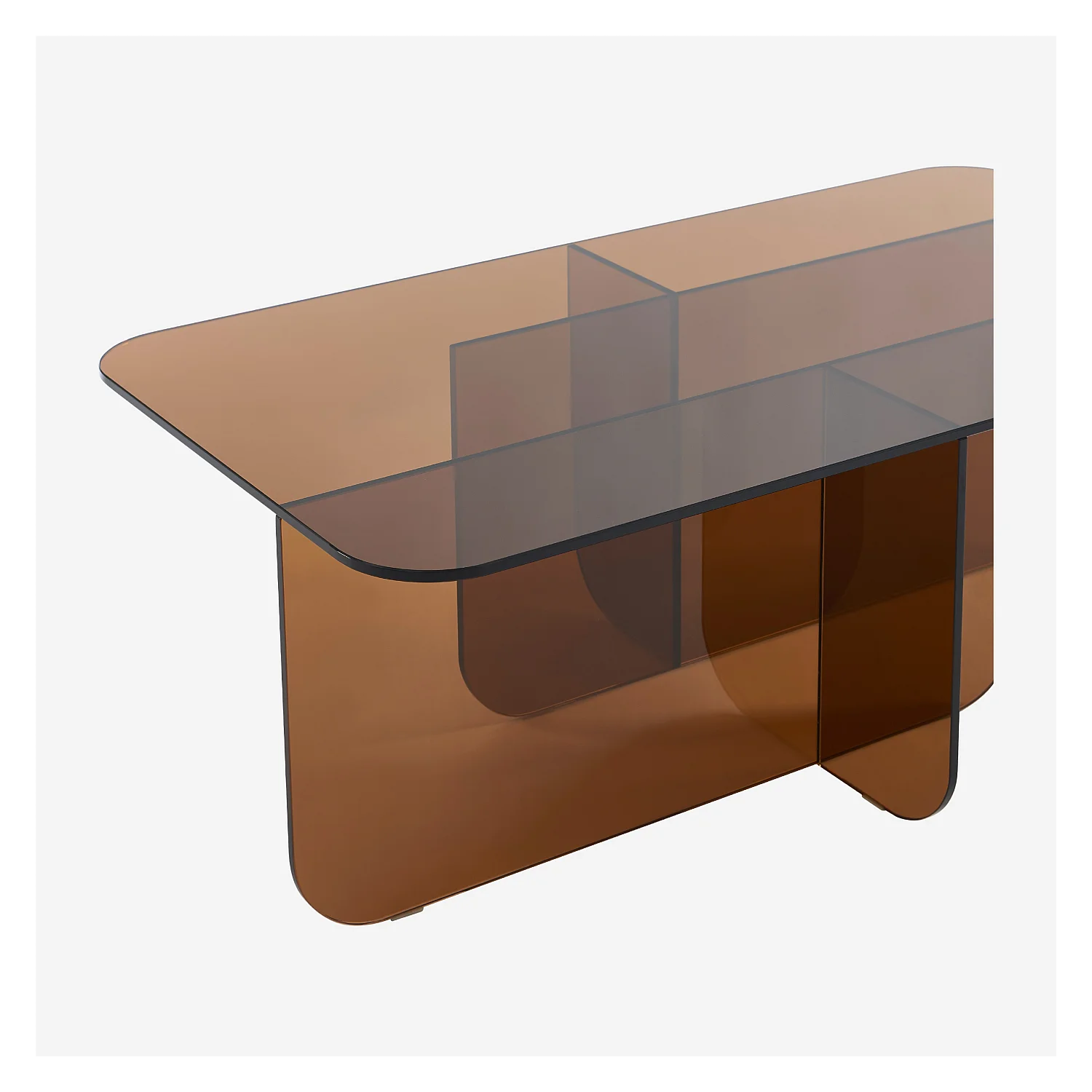 Tavolino rettangolare in vetro temperato - Marrone ambrato - Design by Céline Mognon Fichet - 2