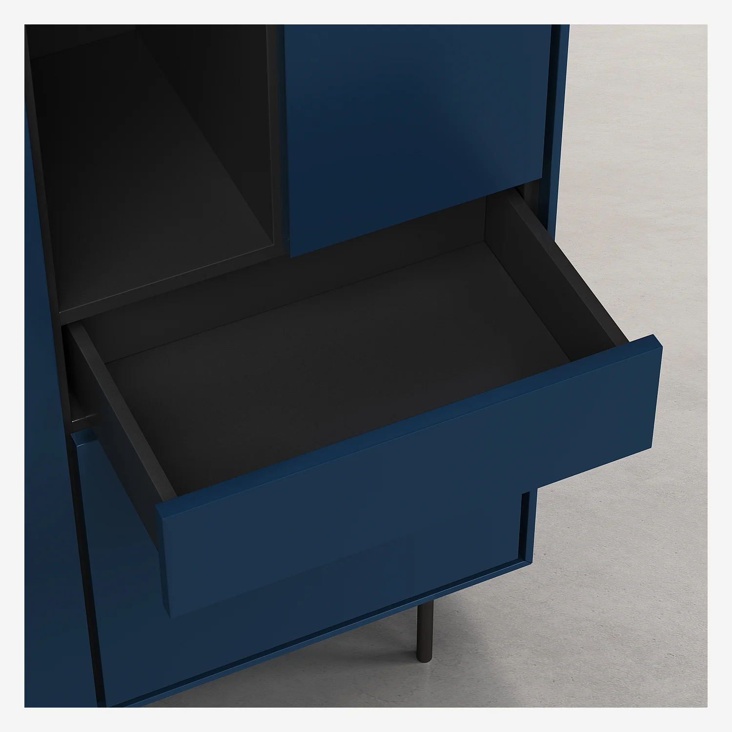 Buffet haut 3 portes et 1 tiroir - Bleu pétrole - Design by Céline Mognon Fichet - 2