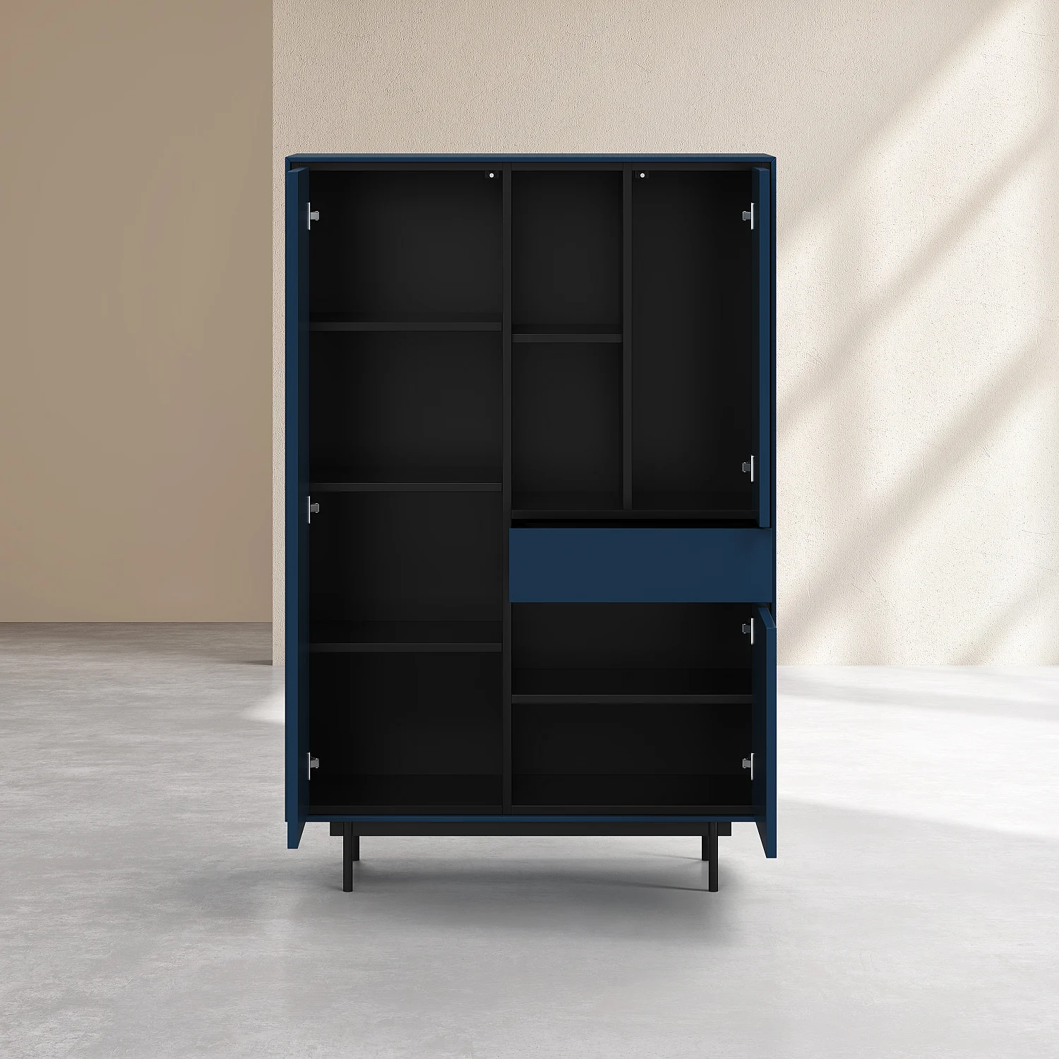 Hoog dressoir met 3 deuren en 1 lade - Petrolblauw - Design by Céline Mognon Fichet - 7