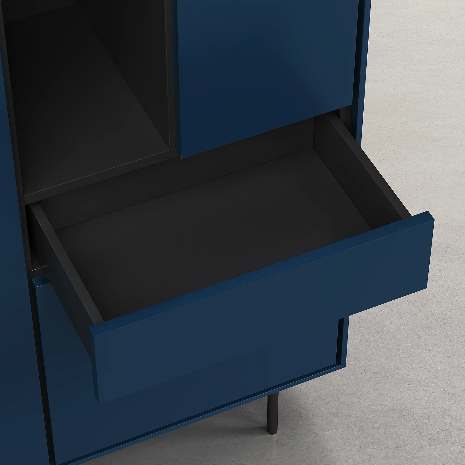 Buffet haut 3 portes et 1 tiroir - Bleu pétrole - Design by Céline Mognon Fichet - 3