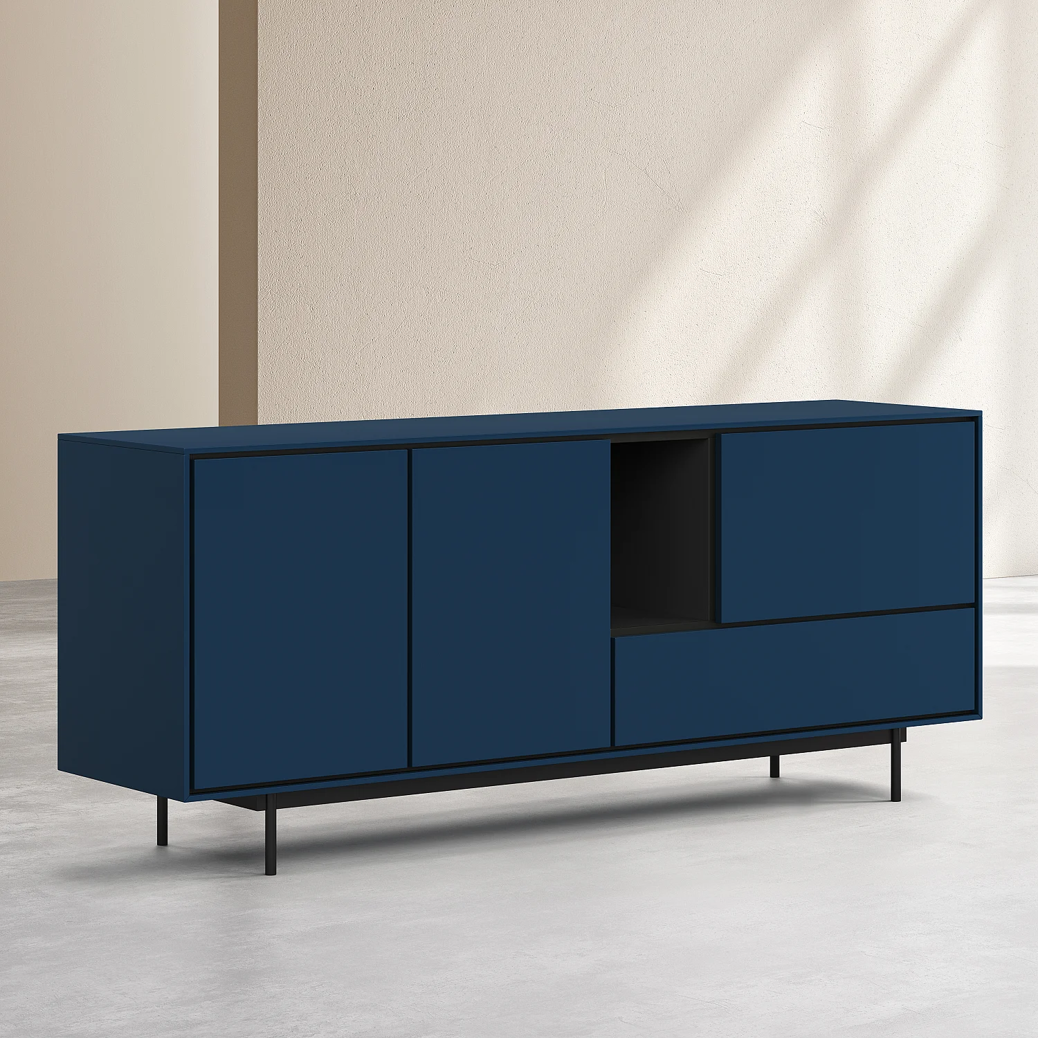 Buffet bas 3 portes et 1 tiroir - Bleu pétrole - Design by Céline Mognon Fichet - 5