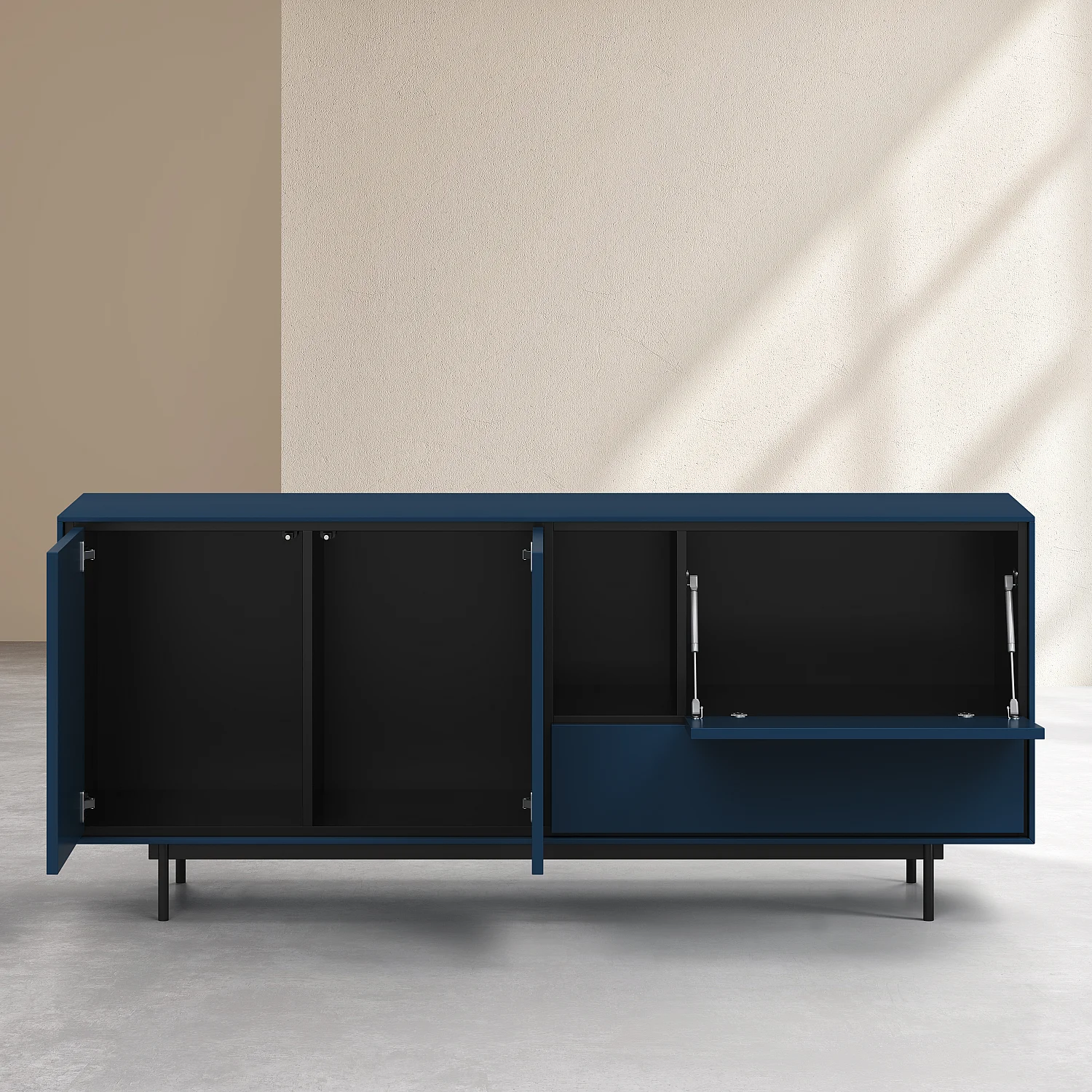 Buffet bas 3 portes et 1 tiroir - Bleu pétrole - Design by Céline Mognon Fichet - 7