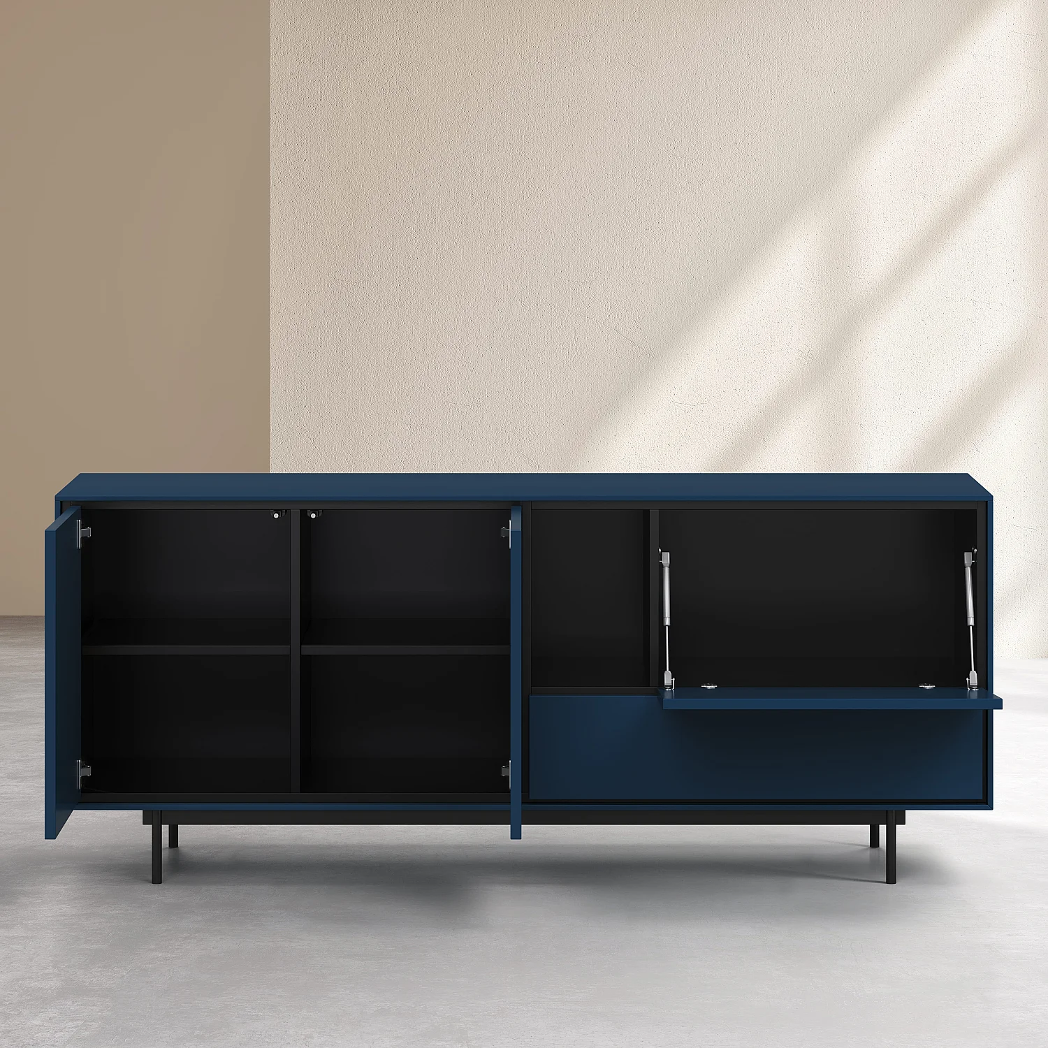 Buffet bas 3 portes et 1 tiroir - Bleu pétrole - Design by Céline Mognon Fichet - 7