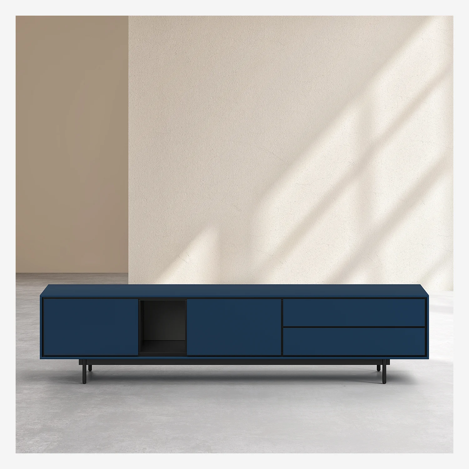 Meuble TV 2 portes et 2 tiroirs - Bleu pétrole - Design by Céline Mognon Fichet - 2