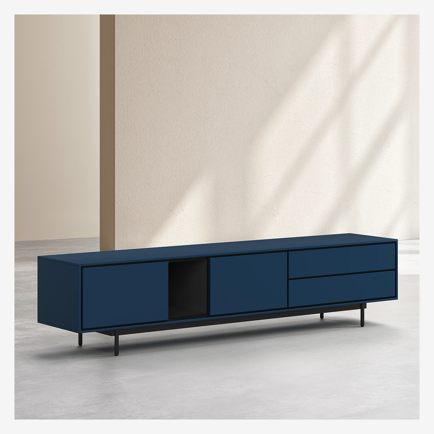 Meuble TV 2 portes et 2 tiroirs - Bleu pétrole - Design by Céline Mognon Fichet - 5