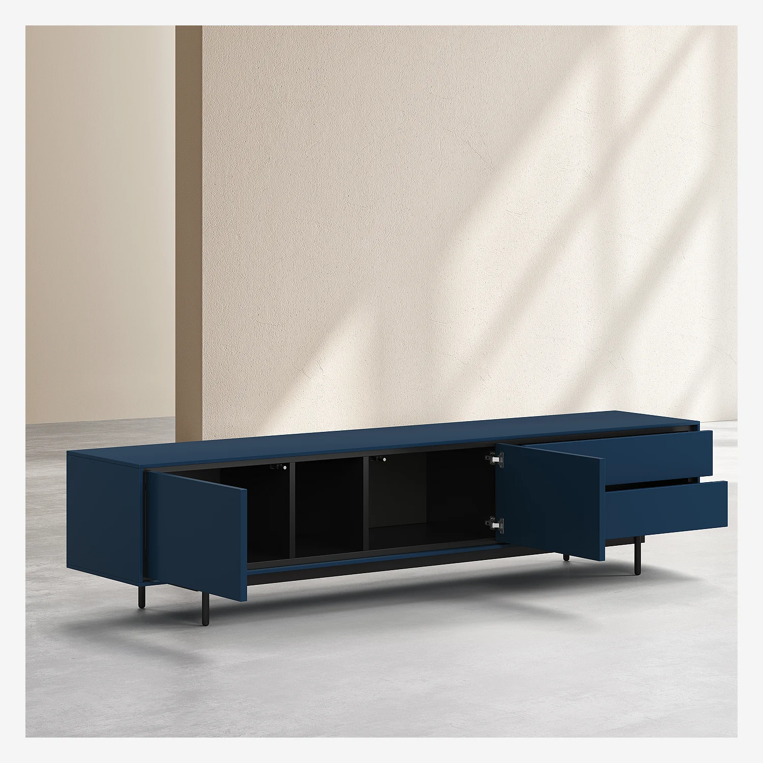 Meuble TV 2 portes et 2 tiroirs - Bleu pétrole - Design by Céline Mognon Fichet - 7