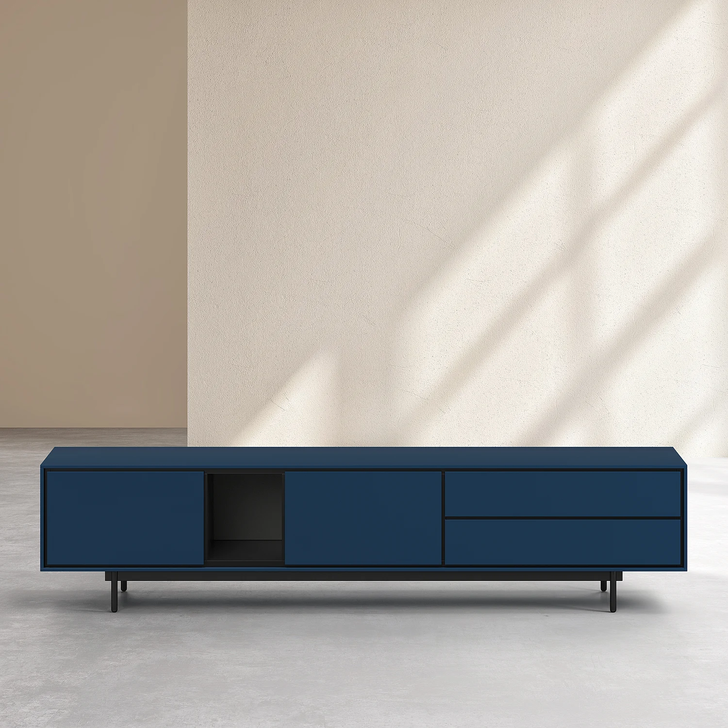 Meuble TV 2 portes et 2 tiroirs - Bleu pétrole - Design by Céline Mognon Fichet - 2