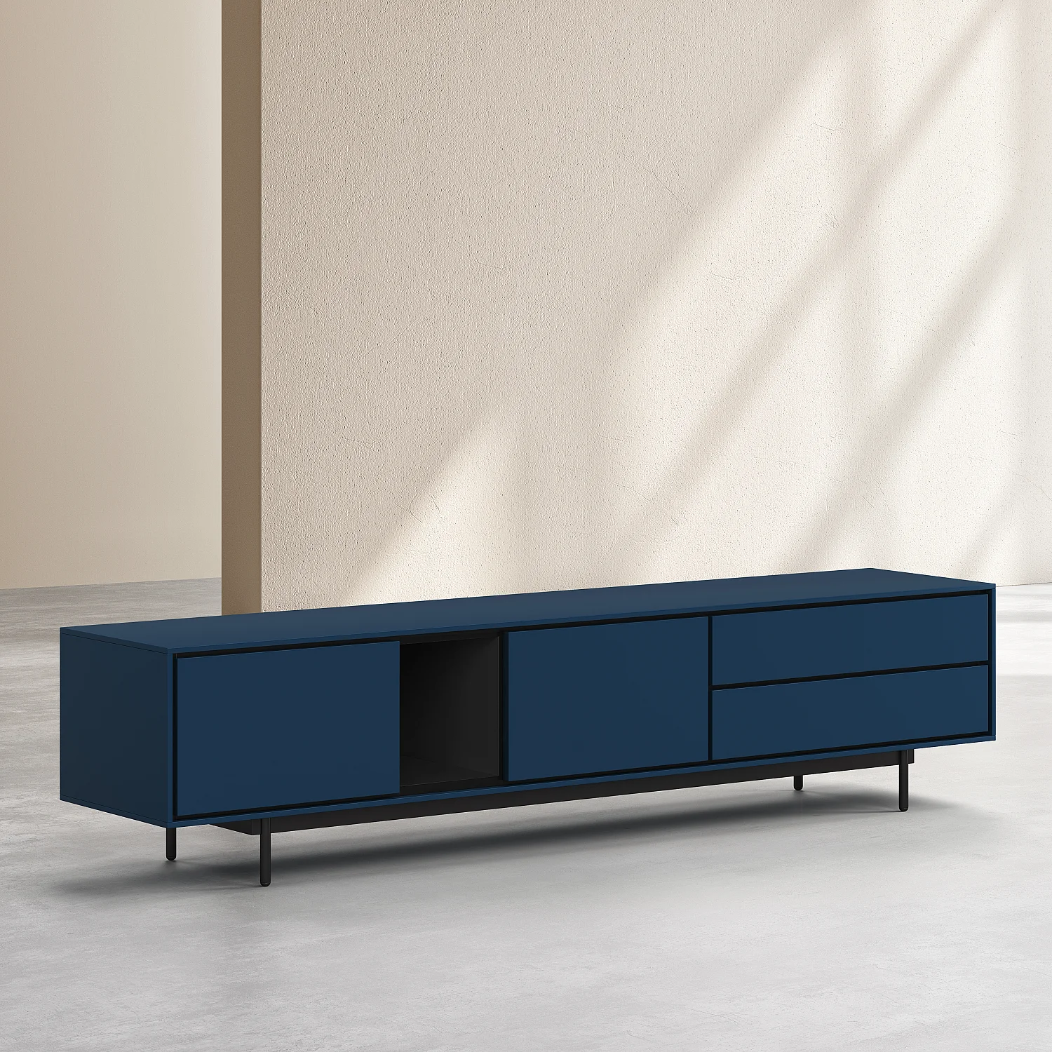 Meuble TV 2 portes et 2 tiroirs - Bleu pétrole - Design by Céline Mognon Fichet - 5