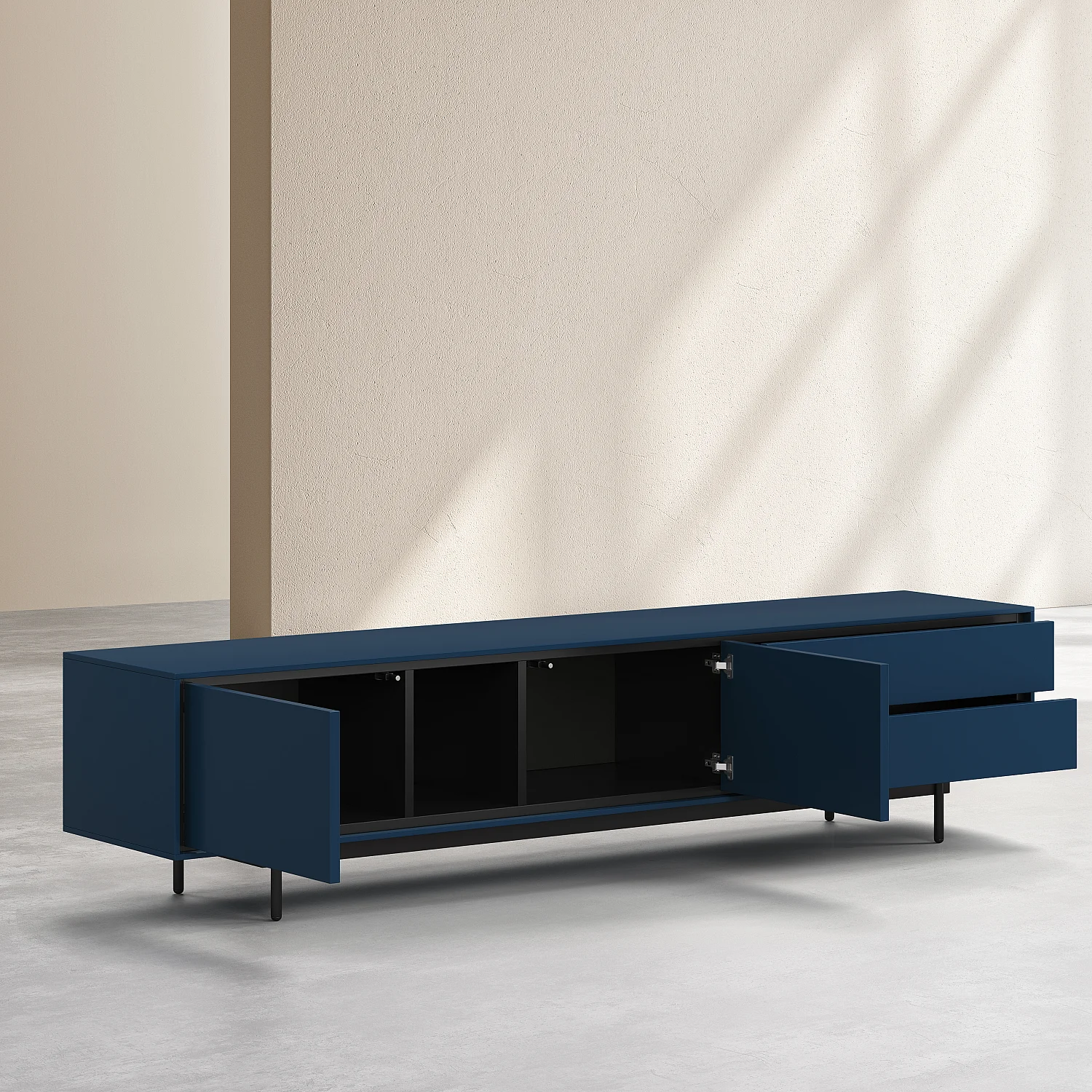 Meuble TV 2 portes et 2 tiroirs - Bleu pétrole - Design by Céline Mognon Fichet - 7