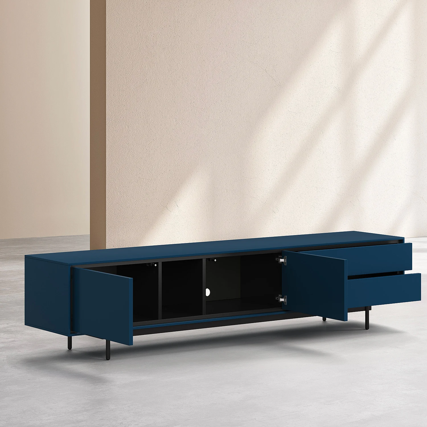 Mobile TV 2 porte e 2 cassetti - Blu petrolio - Design by Céline Mognon Fichet - 6