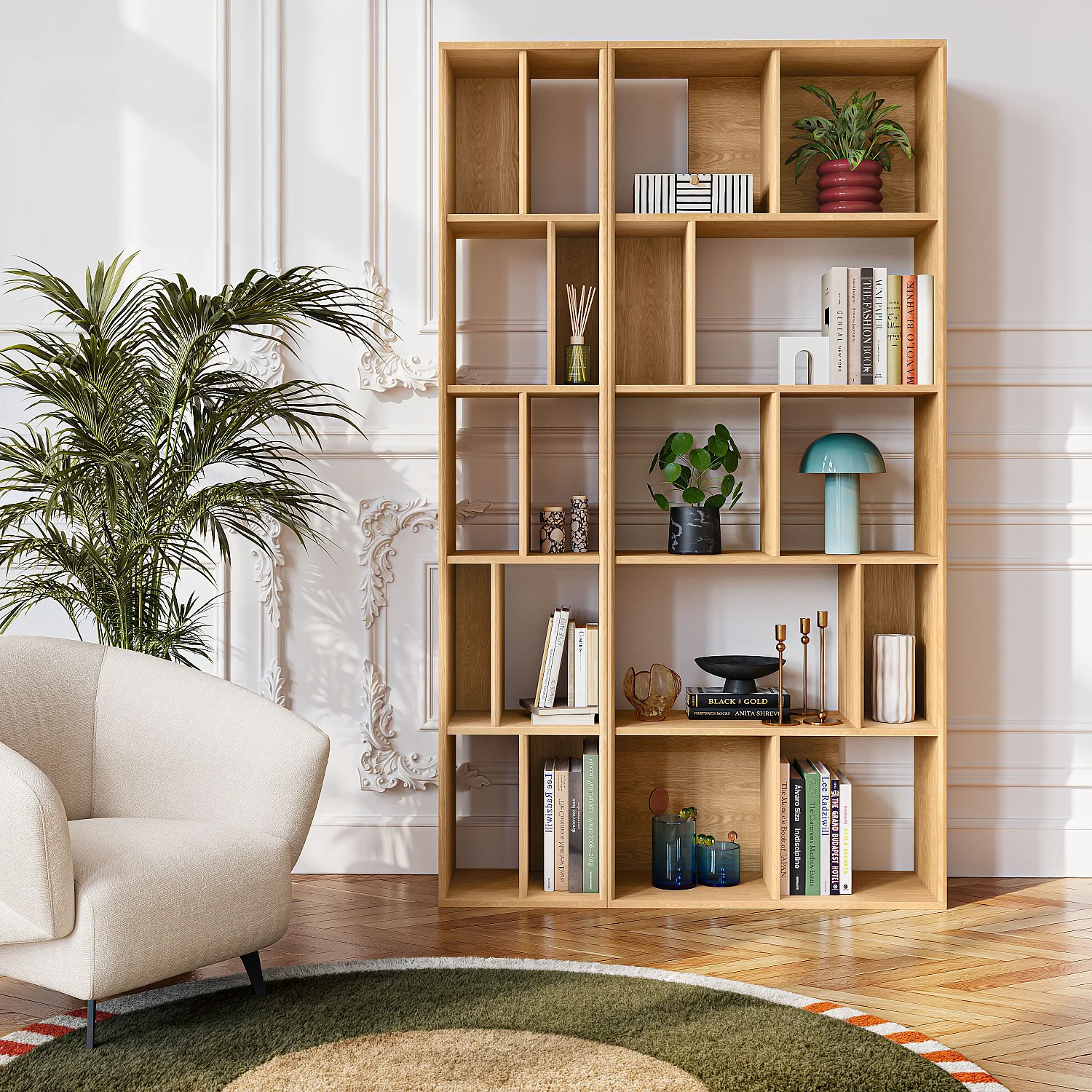 Großes Eichenbücherregal - Natur - Design by Hélèna Pille - 1