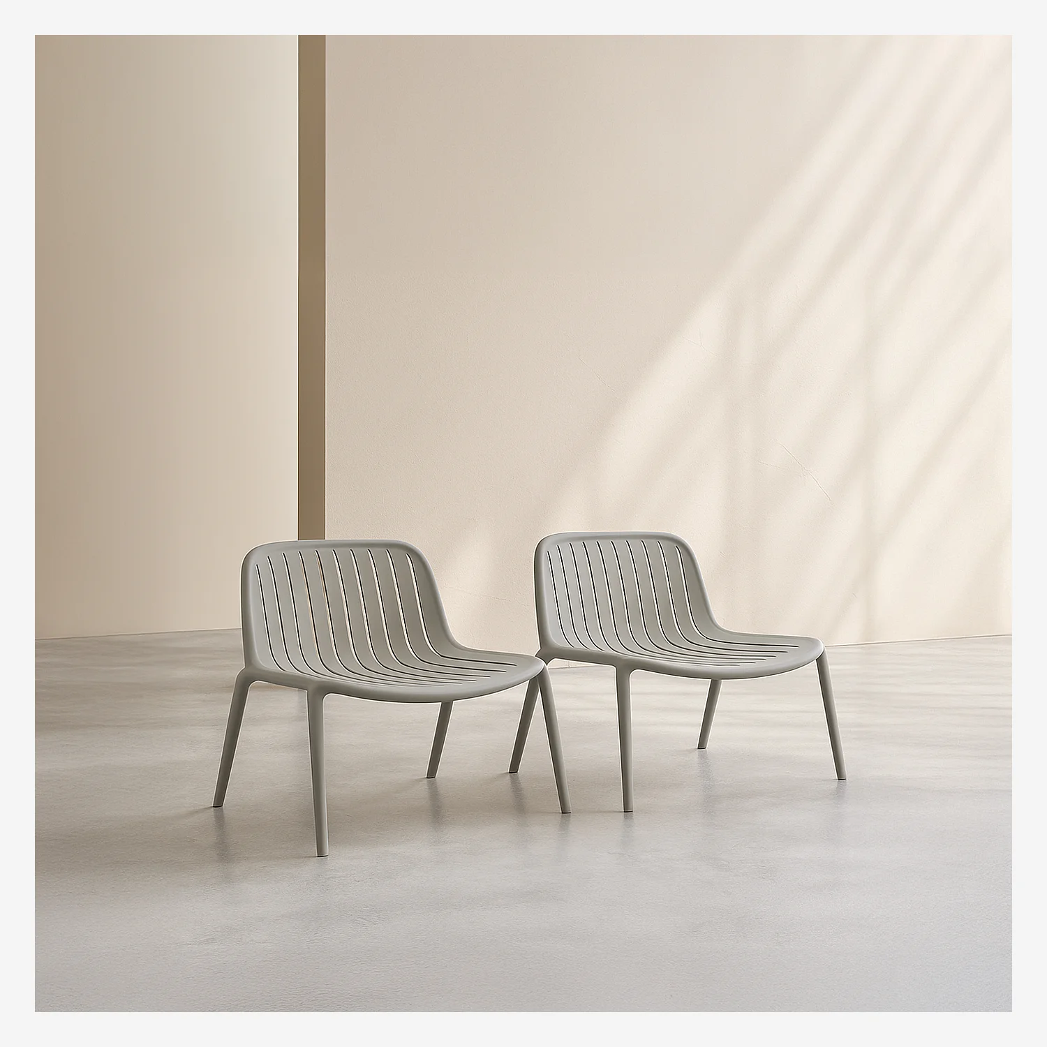 Lot de 2 fauteuils de jardin en polypropylène - Gris argile - 2