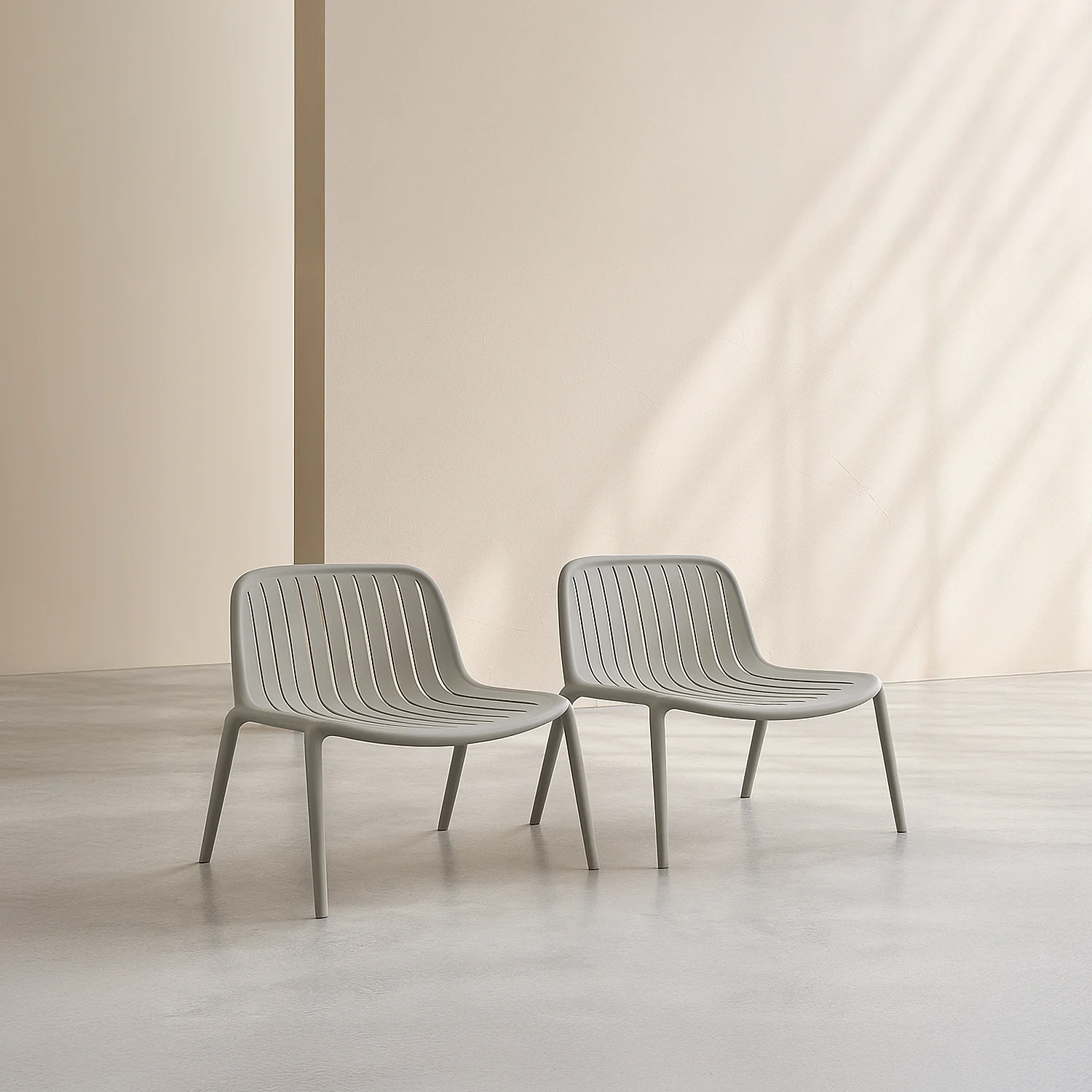 Conjunto de 2 sillones de jardín de polipropileno - Gris arcilla - 1