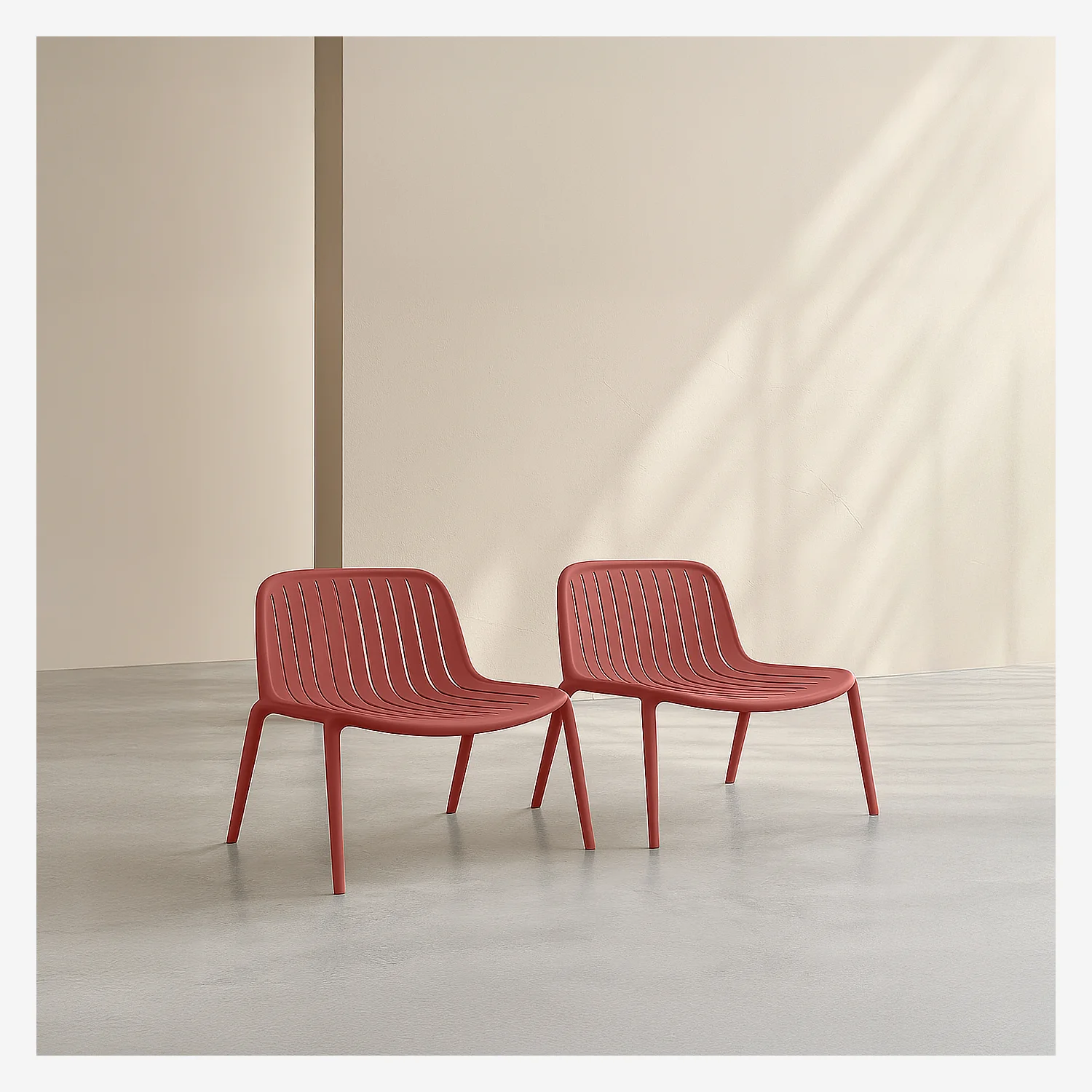 Lot de 2 fauteuils de jardin en polypropylène - Rouge parme - 2