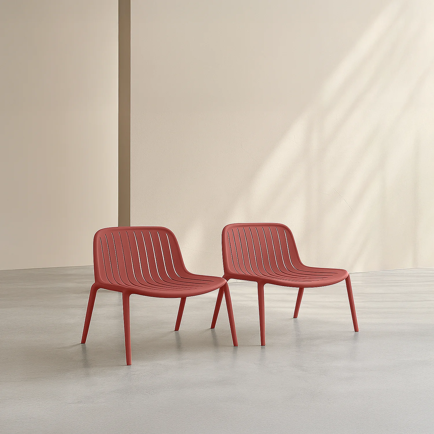 Set di 2 poltrone da giardino in polipropilene - Rosso parma - 2