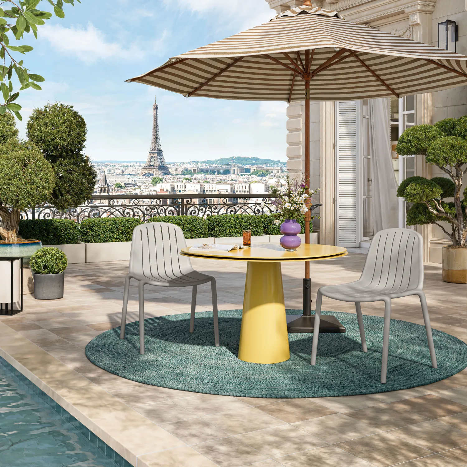Lot de 2 chaises de jardin en polypropylène - Gris argile - 1