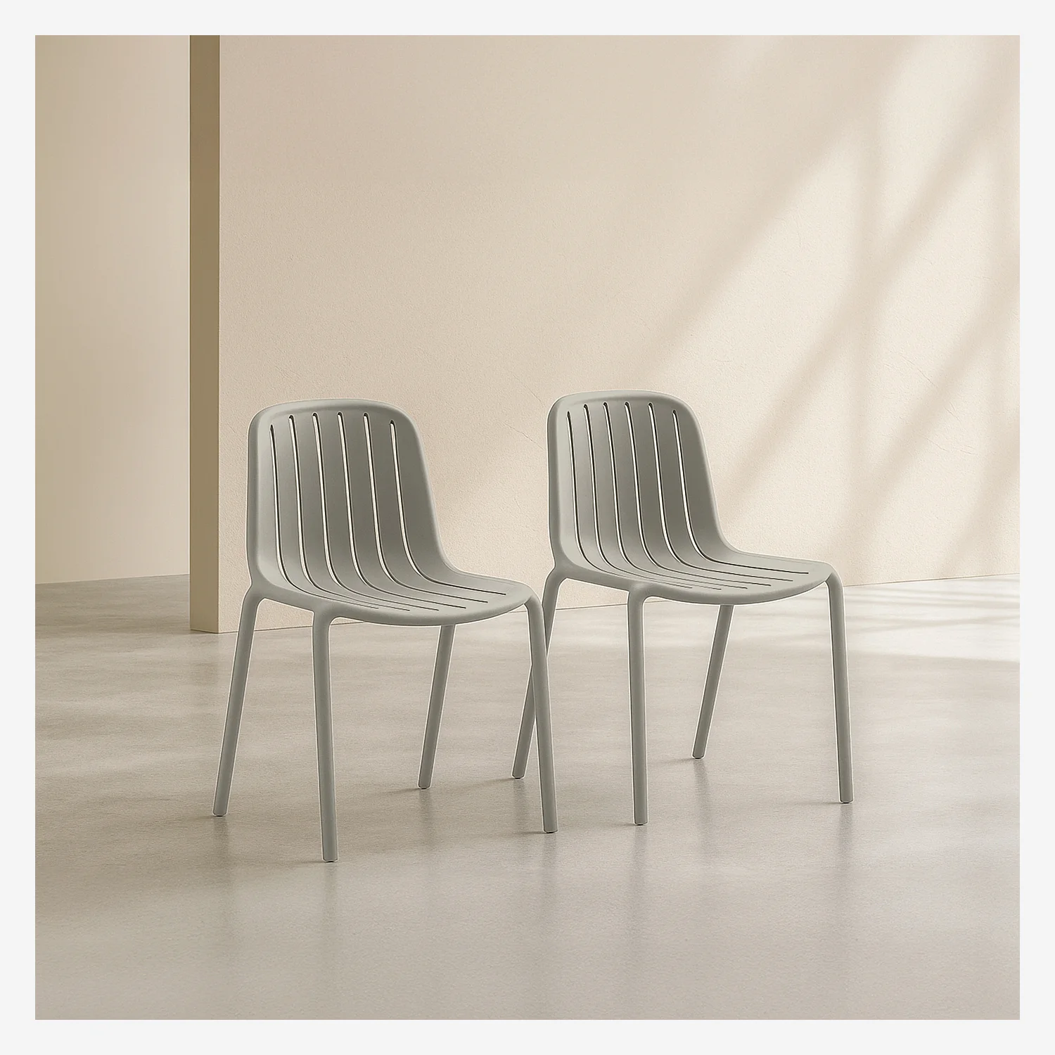 Lot de 2 chaises de jardin en polypropylène - Gris argile - 2